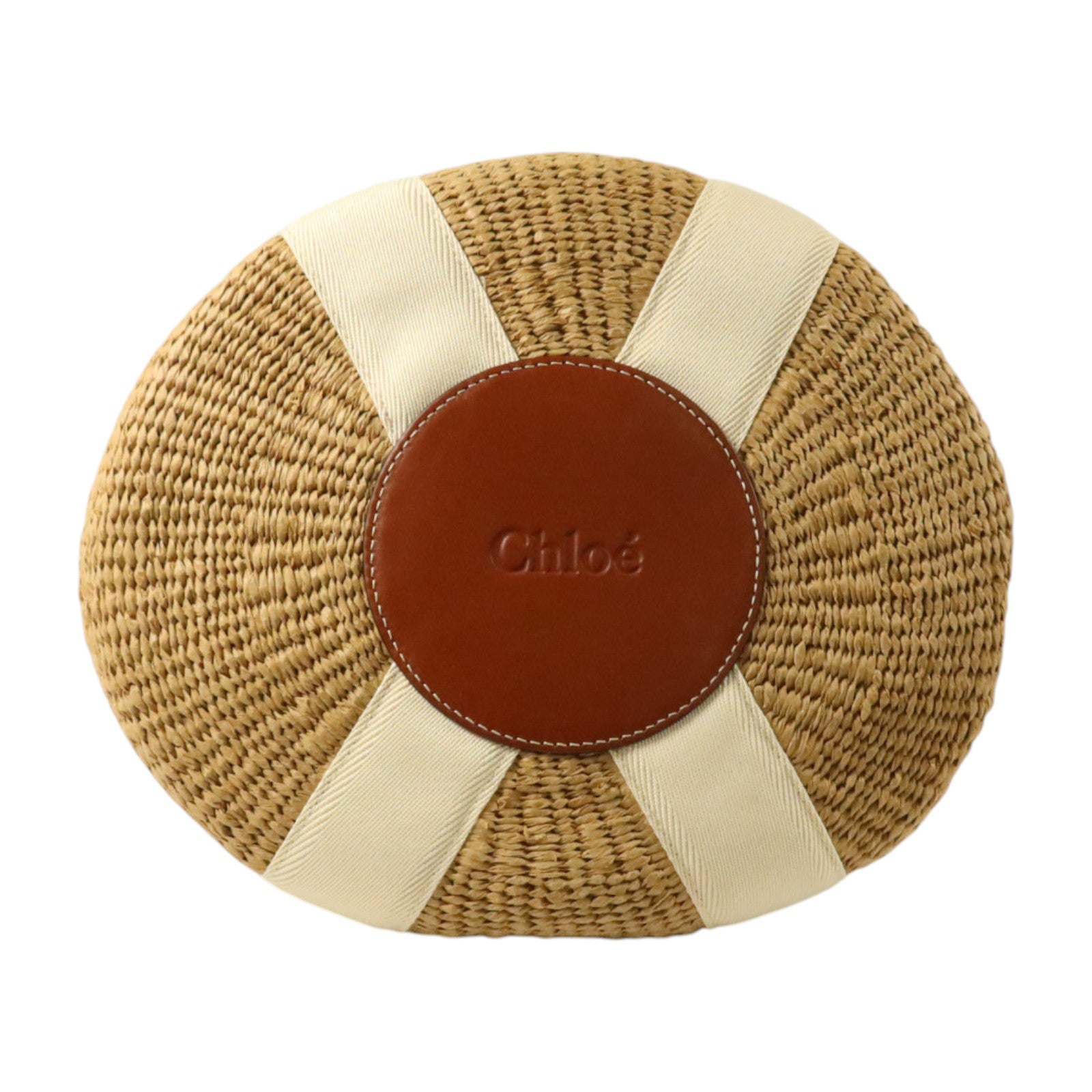 Chloe Raffia/帆布/牛皮皮革Woody Large肩背袋