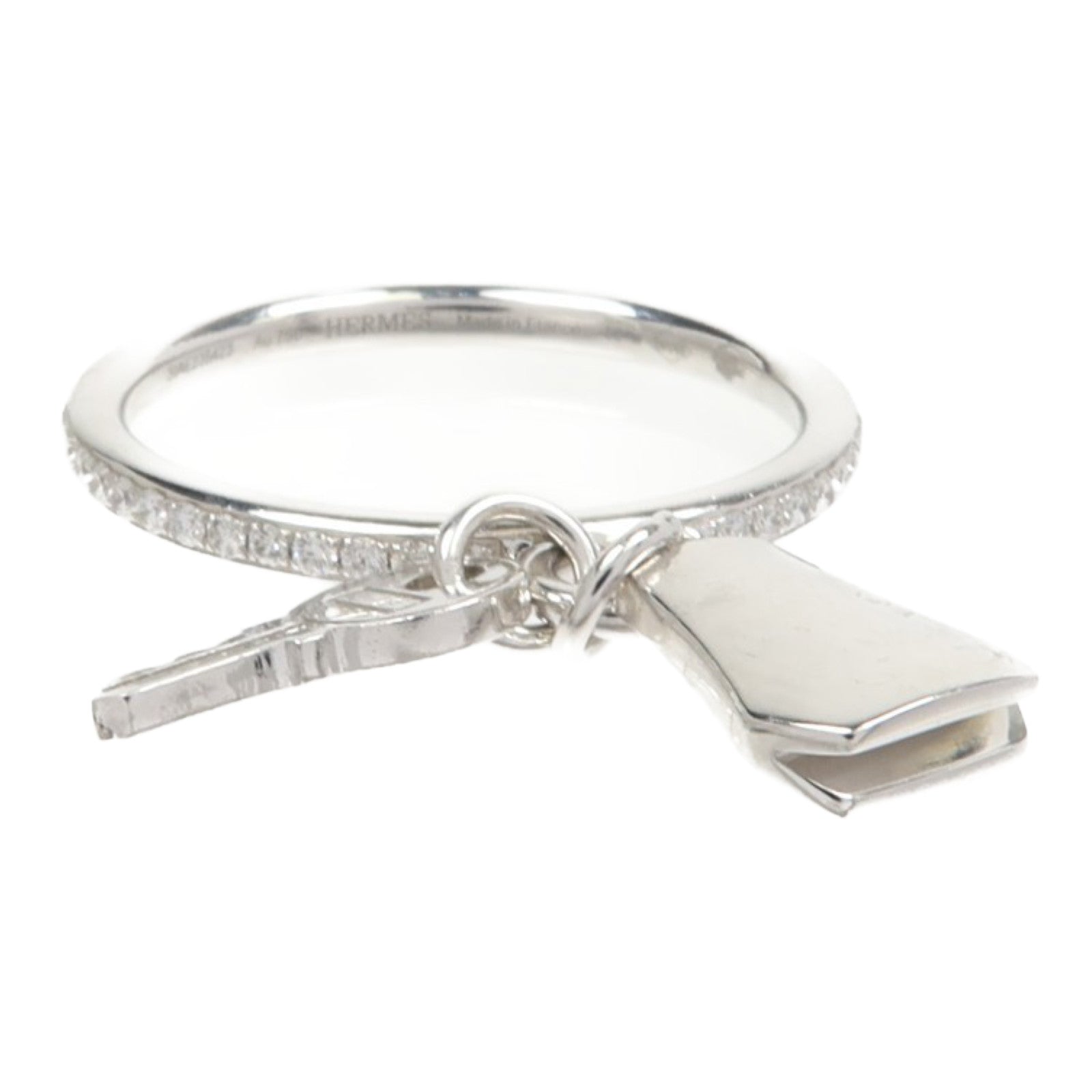 HERMES 18K白金Kelly Clochette Ring戒指Hermes#50/US#5.25