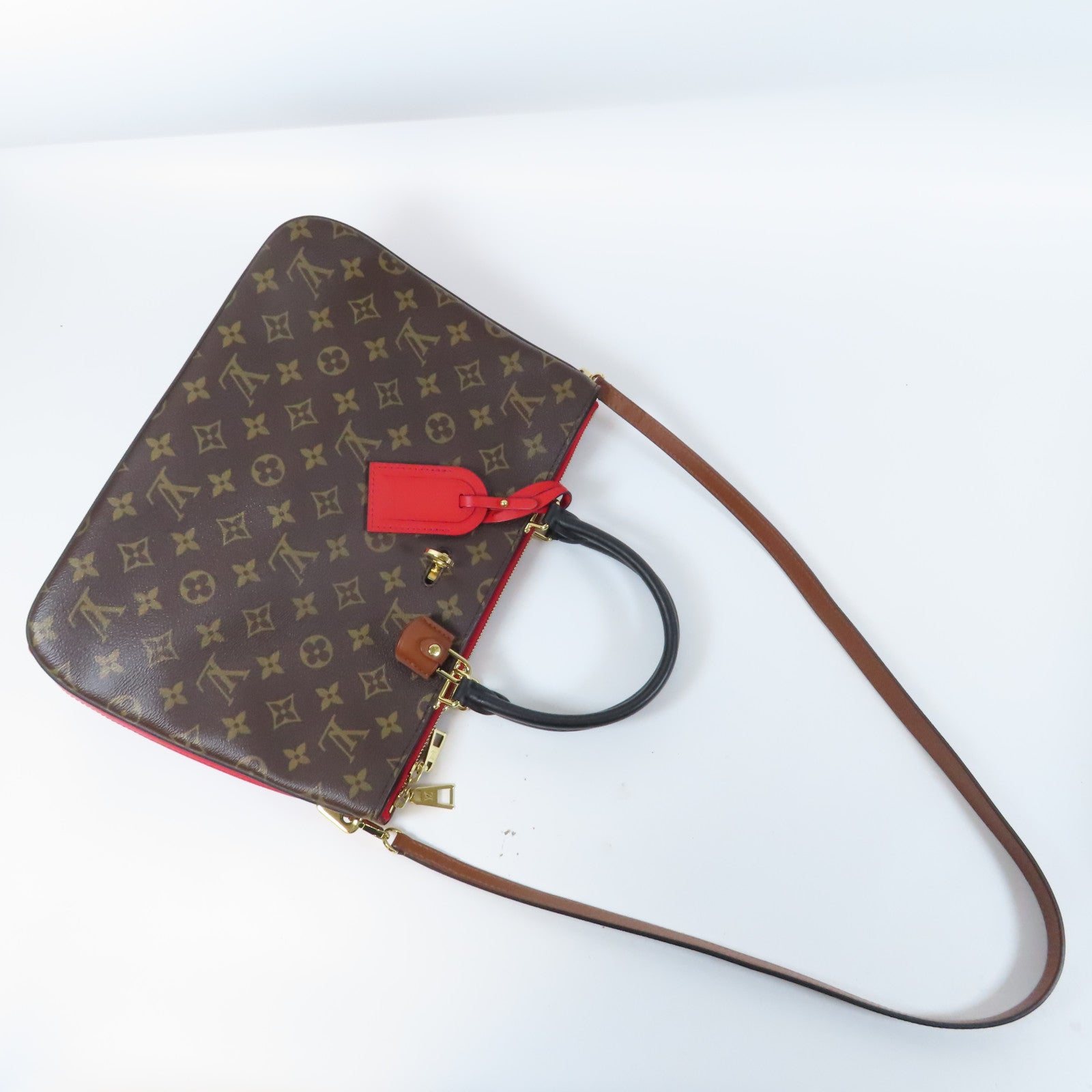 LOUIS VUITTON 【激減優惠】Monogram Millefeuille 2 Way Shoulder Bag金扣手挽肩背兩用袋啡色