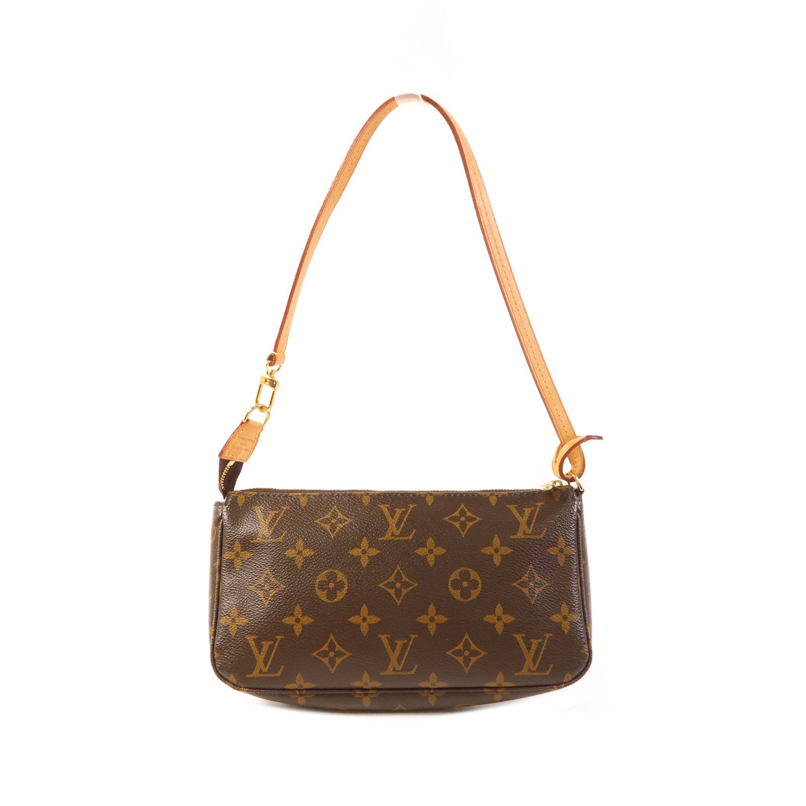 LOUIS VUITTON Monogram Pochette Accessoires金扣手拿包棕色