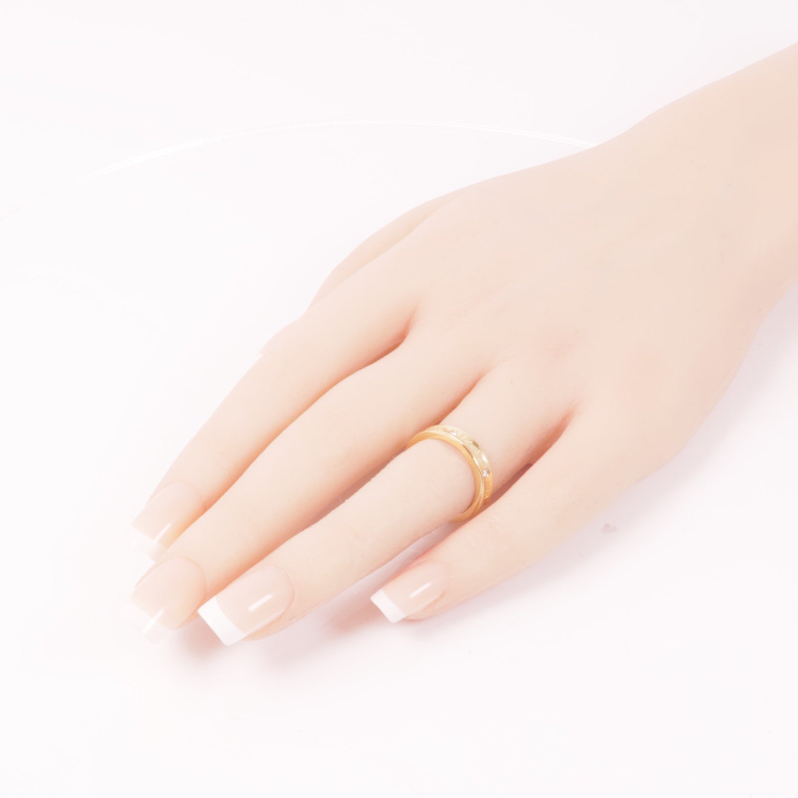 TIFFANY¡®CO Band Ring Diamond 18K Pink Gold US#4.75