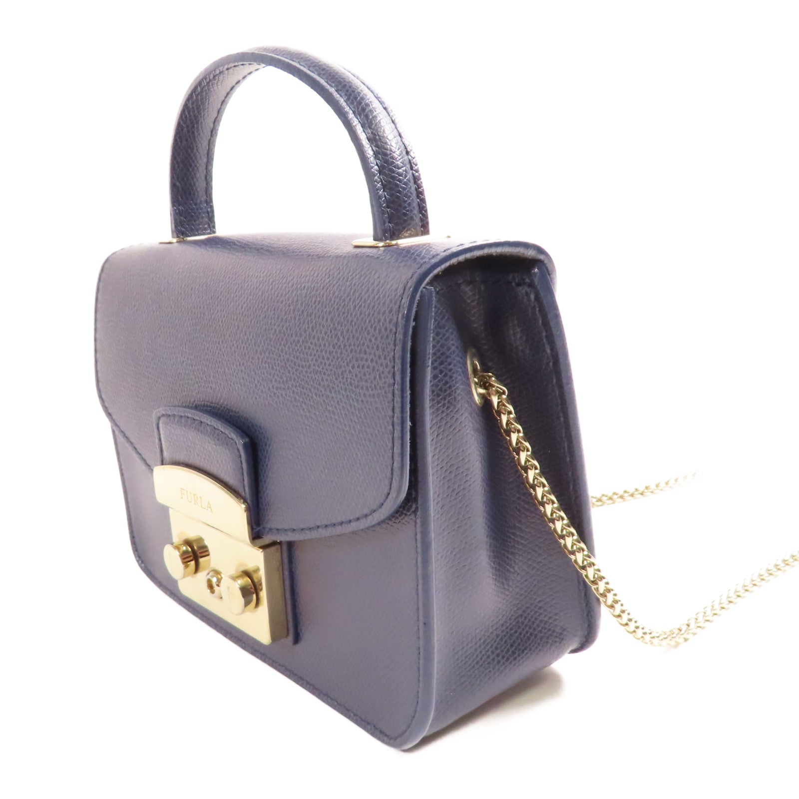 Furla 牛皮皮革Shoulder Bag金扣手挽肩背兩用袋