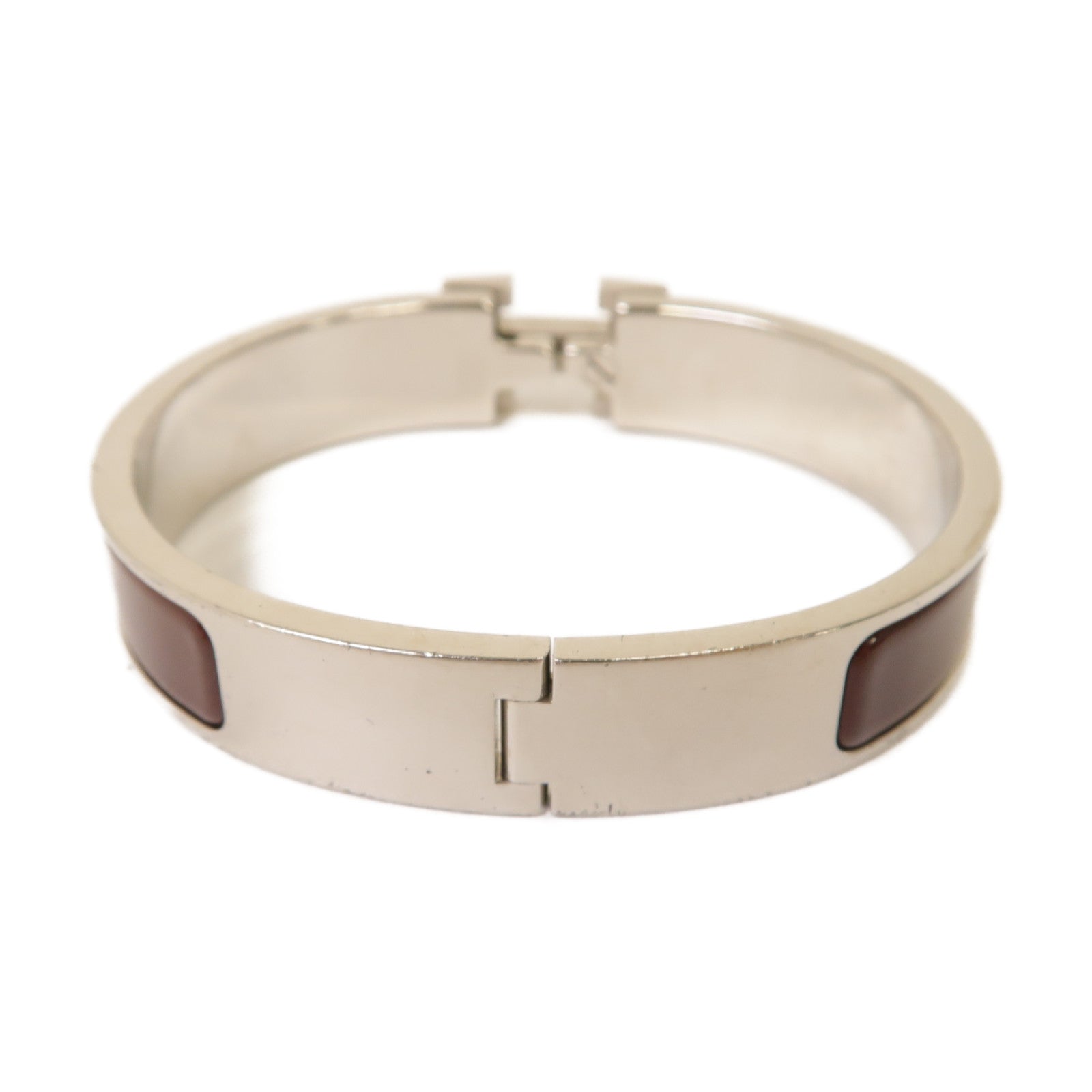 HERMES 【激減優惠】琺瑯/金屬Clic H Bracelet手鐲酒紅色