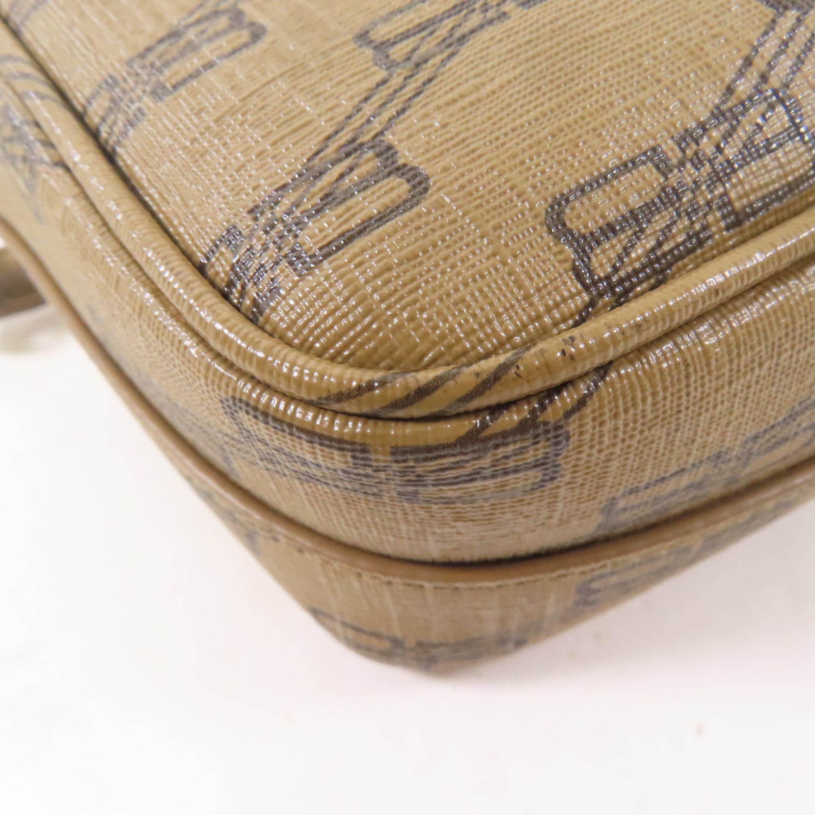 BALENCIAGA GHW Signature Camera Shoulder Bag 702701 Coated Canvas Brown