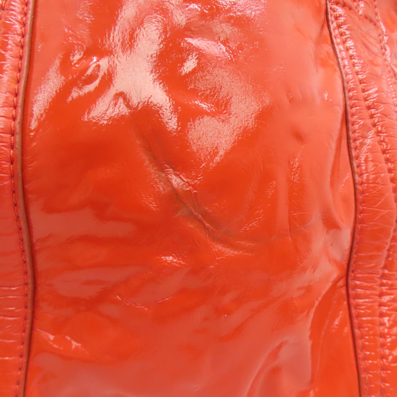 Miu Miu 漆皮皮革Tote Bag金扣手挽袋橙紅色