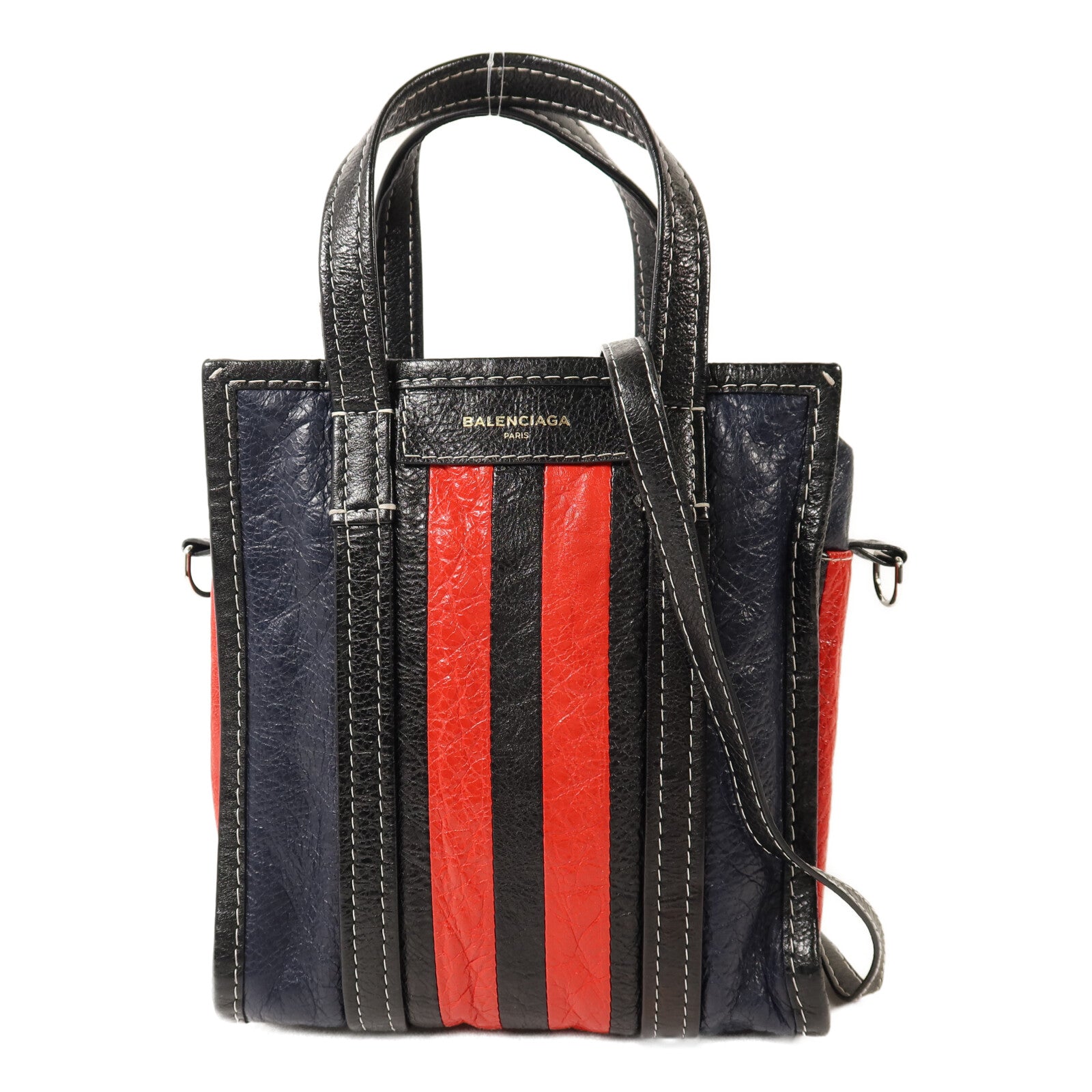 BALENCIAGA 牛皮皮革Bazar Bag銀扣手挽肩背兩用袋