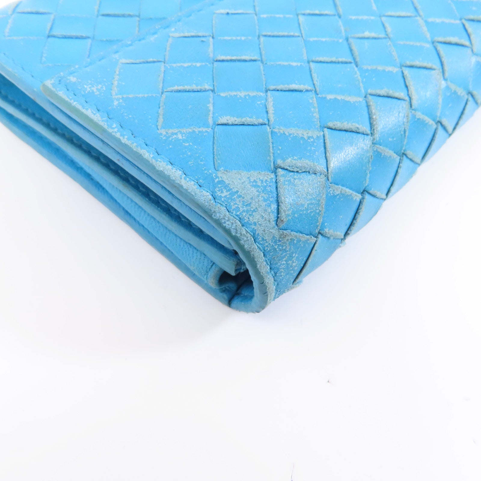 BOTTEGA VENETA 【激減優惠】皮革Long Wallet長錢包綠松石色