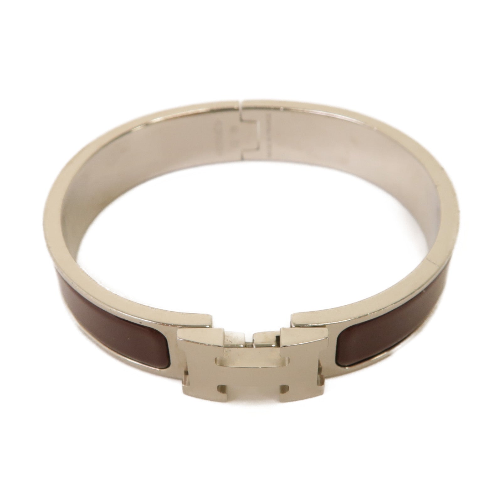 HERMES 【激減優惠】琺瑯/金屬Clic H Bracelet手鐲酒紅色