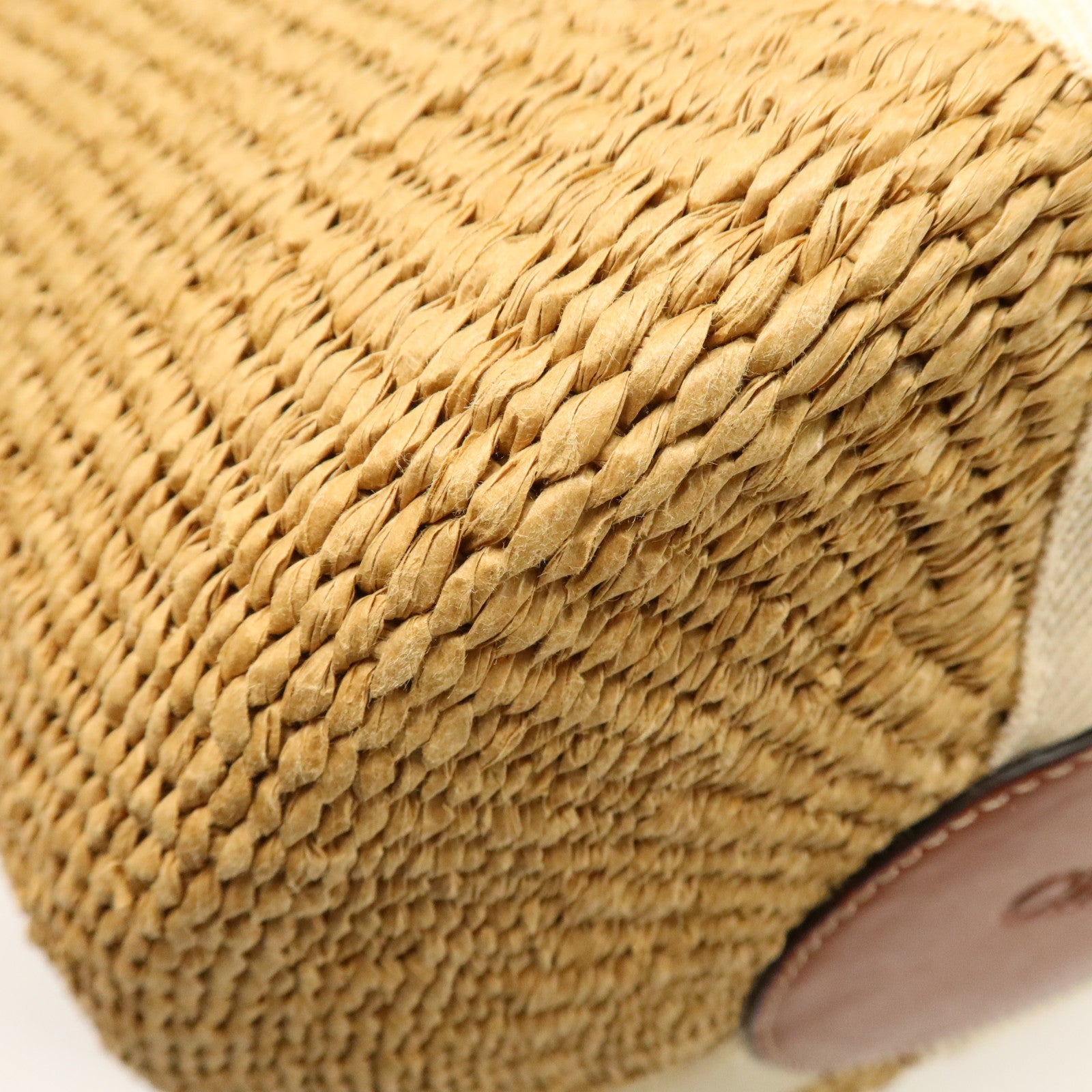 Chloe Raffia/帆布/牛皮皮革Woody Large肩背袋