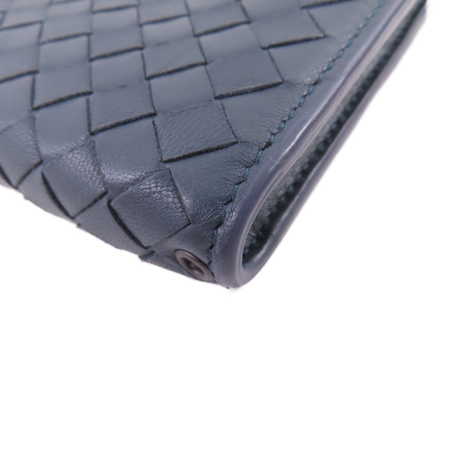 BOTTEGA VENETA 織紋皮革Zipper Long Wallet拉鏈長錢包藍色