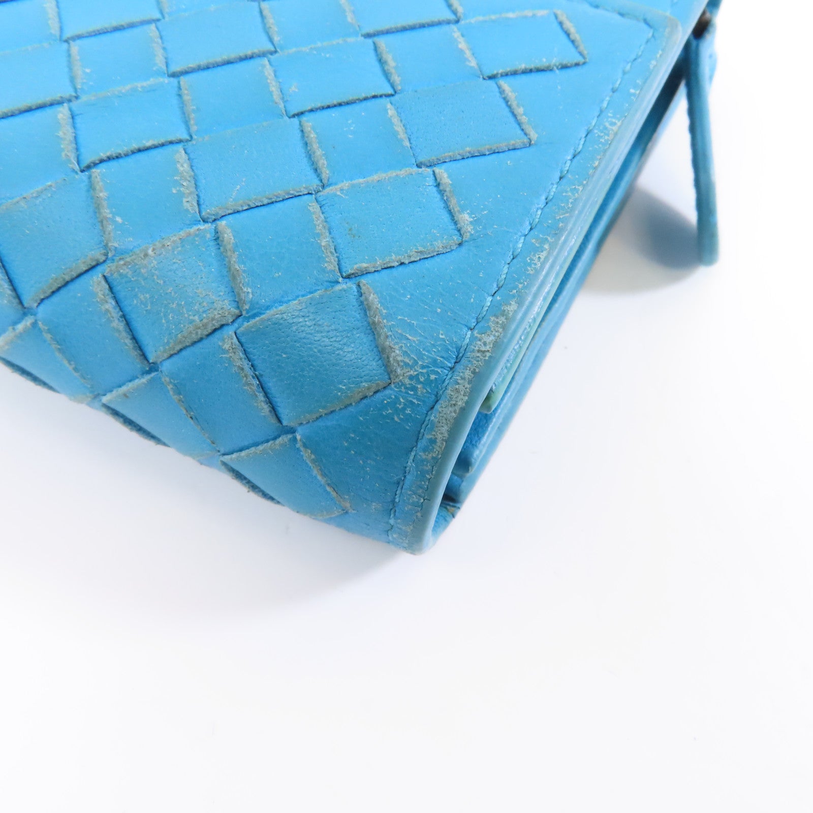 BOTTEGA VENETA 【激減優惠】皮革Long Wallet長錢包綠松石色