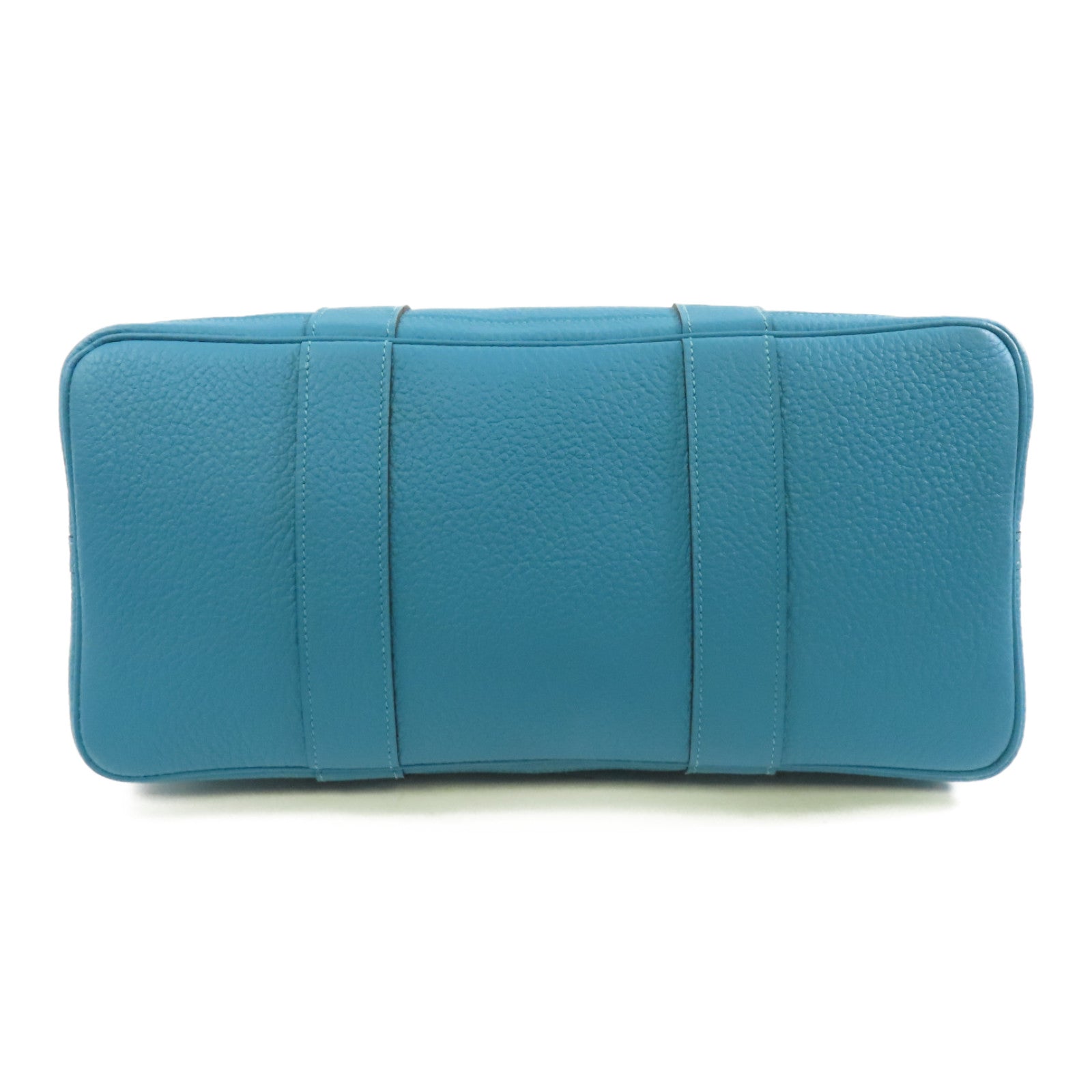 HERMES Country皮革Garden Party PM銀扣手挽袋Turquoise藍色