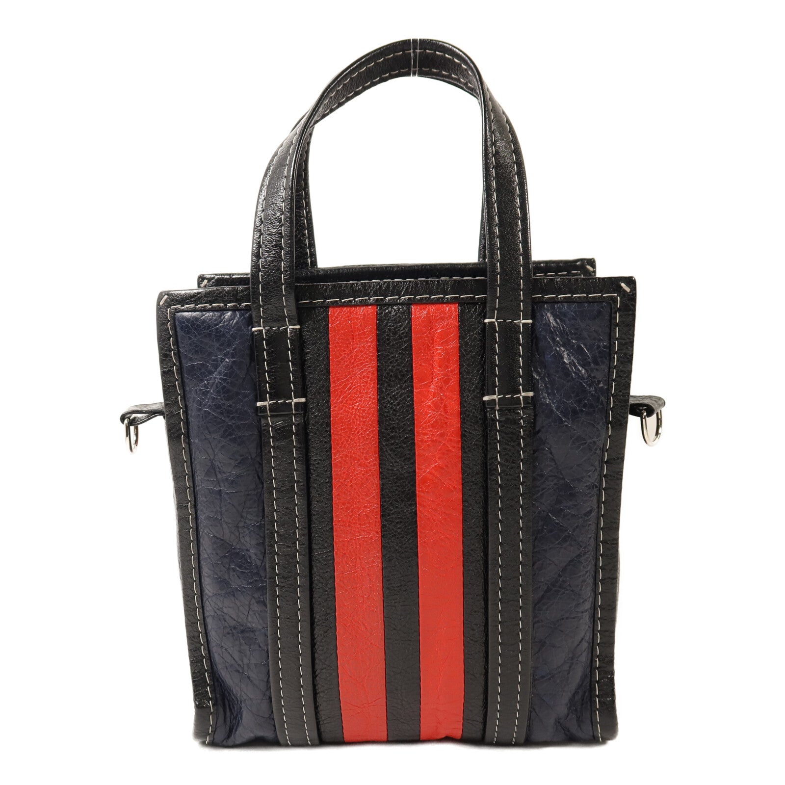 BALENCIAGA 牛皮皮革Bazar Bag銀扣手挽肩背兩用袋