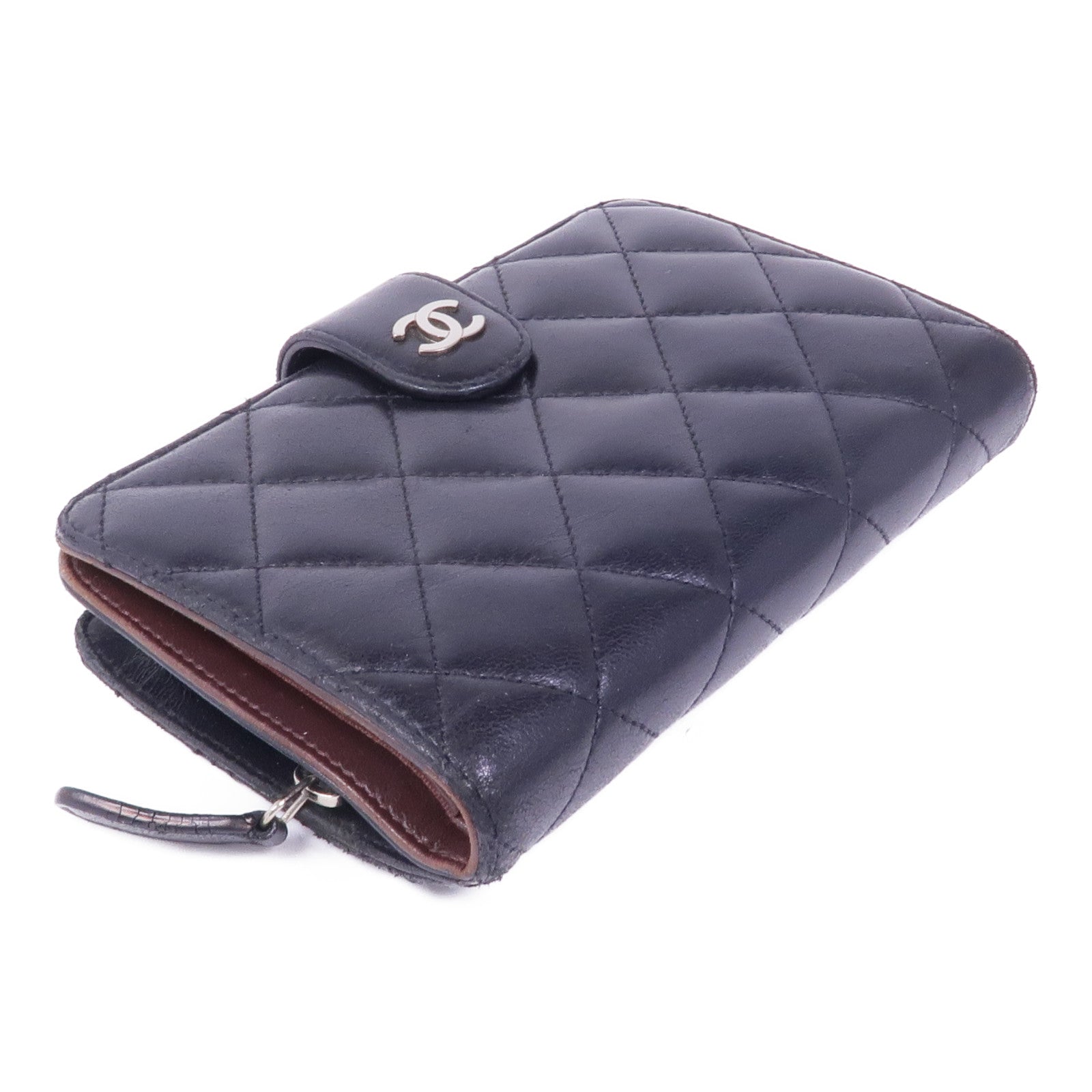 CHANEL 羊皮皮革Wallet銀扣錢包