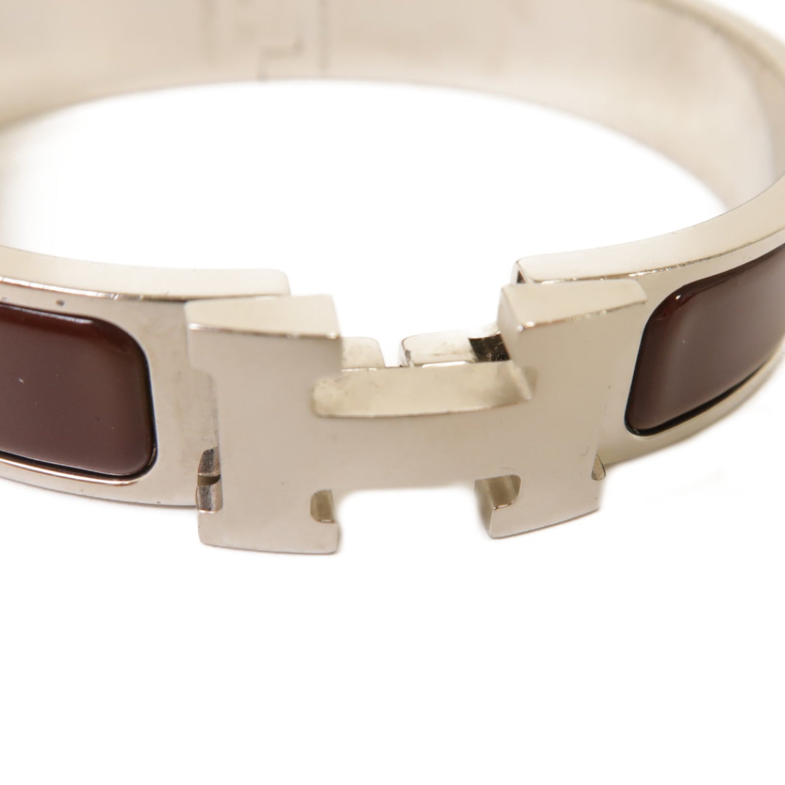 HERMES 【激減優惠】琺瑯/金屬Clic H Bracelet手鐲酒紅色