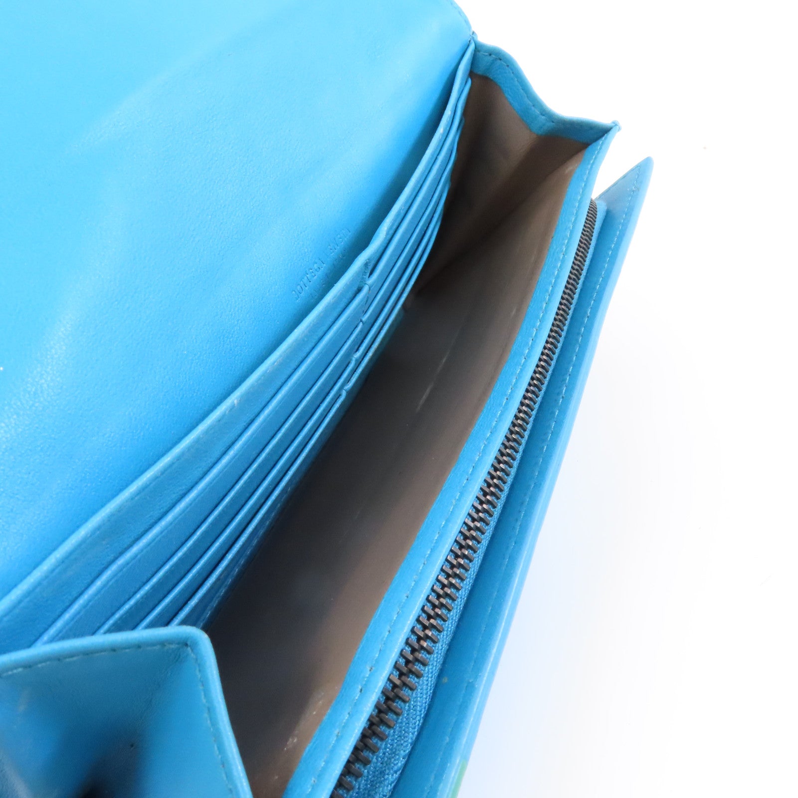 BOTTEGA VENETA 【激減優惠】皮革Long Wallet長錢包綠松石色