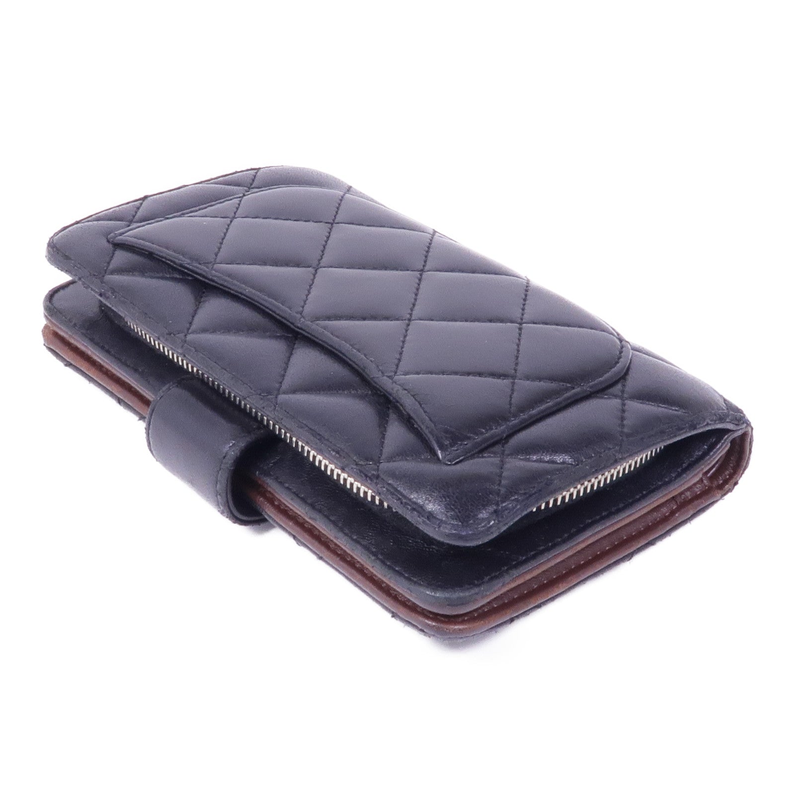CHANEL 羊皮皮革Wallet銀扣錢包