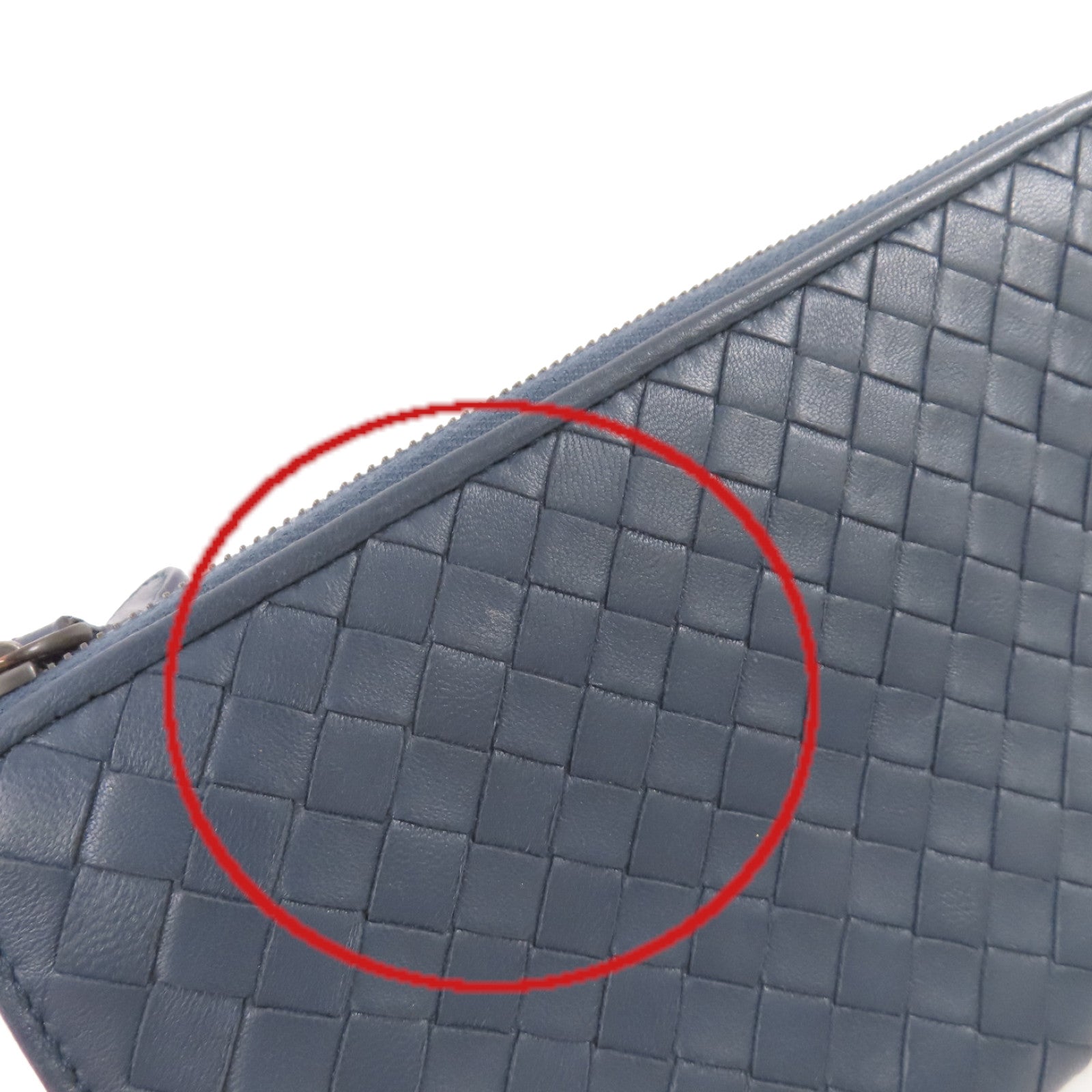 BOTTEGA VENETA 織紋皮革Zipper Long Wallet拉鏈長錢包藍色