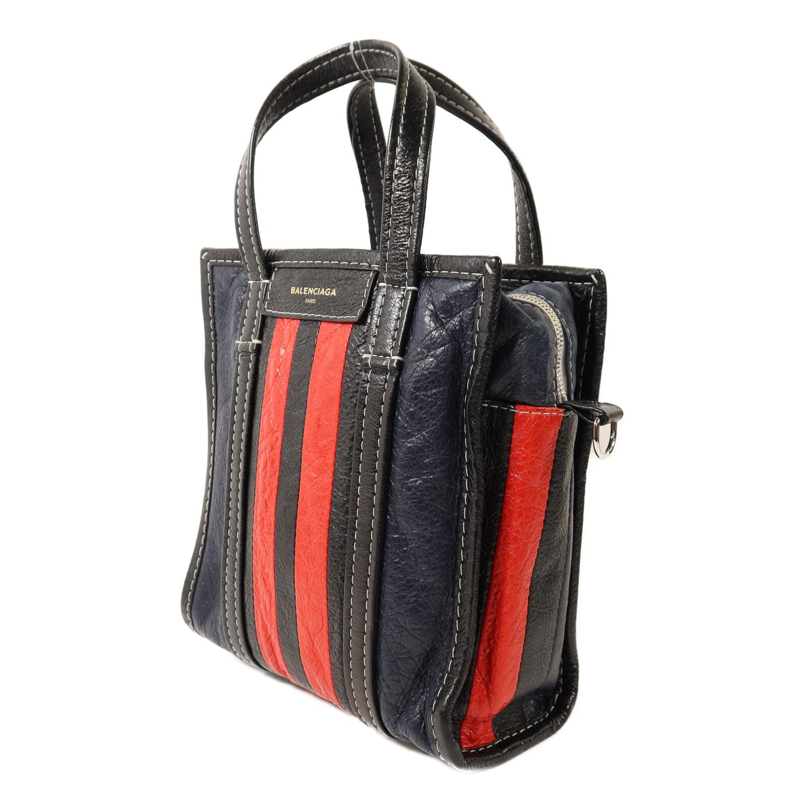 BALENCIAGA 牛皮皮革Bazar Bag銀扣手挽肩背兩用袋