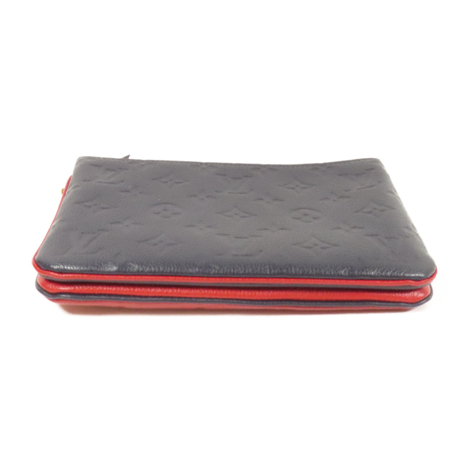 LOUIS VUITTON Monogram Empreinte Pochette Double Zip金扣鏈帶肩背袋深藍色/紅色