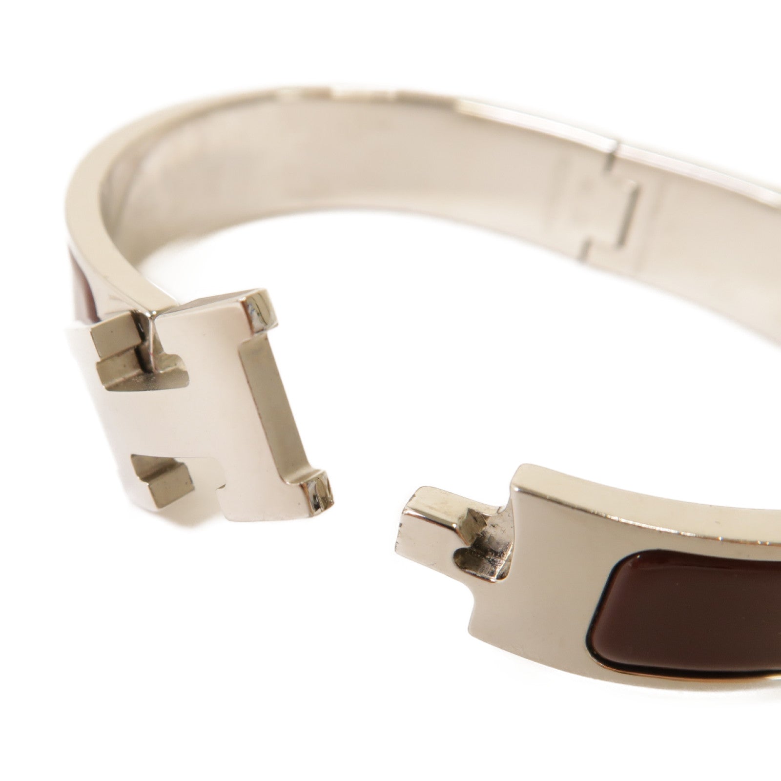 HERMES 【激減優惠】琺瑯/金屬Clic H Bracelet手鐲酒紅色