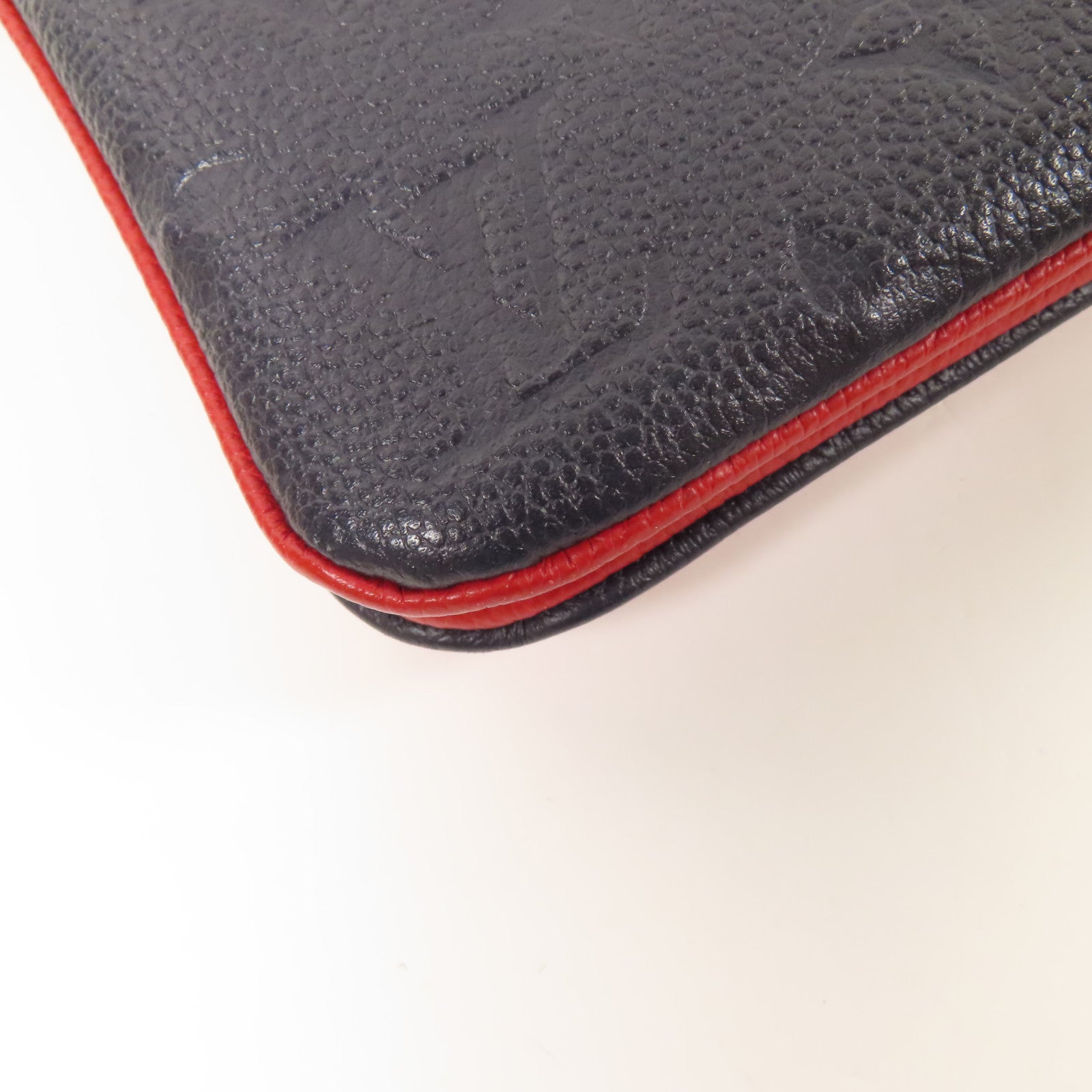 LOUIS VUITTON Monogram Empreinte Pochette Double Zip金扣鏈帶肩背袋深藍色/紅色