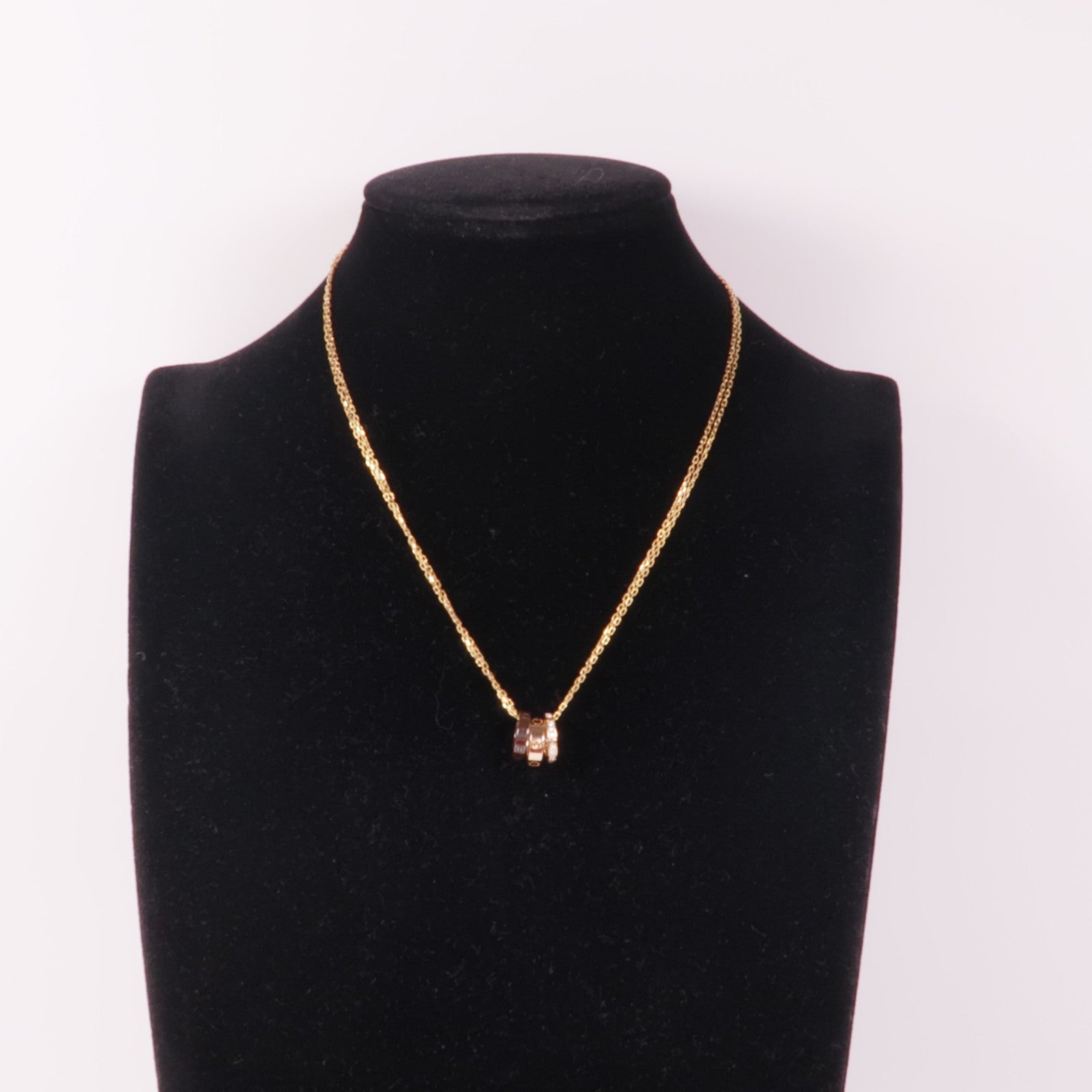 CARTIER 18K玫瑰金Love Three Hoop Necklace陶瓷/鑽石項鍊