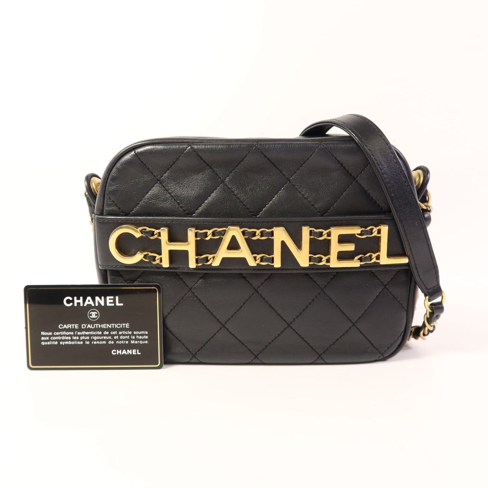 CHANEL 牛皮皮革Enchained Camera Bag金扣肩背袋