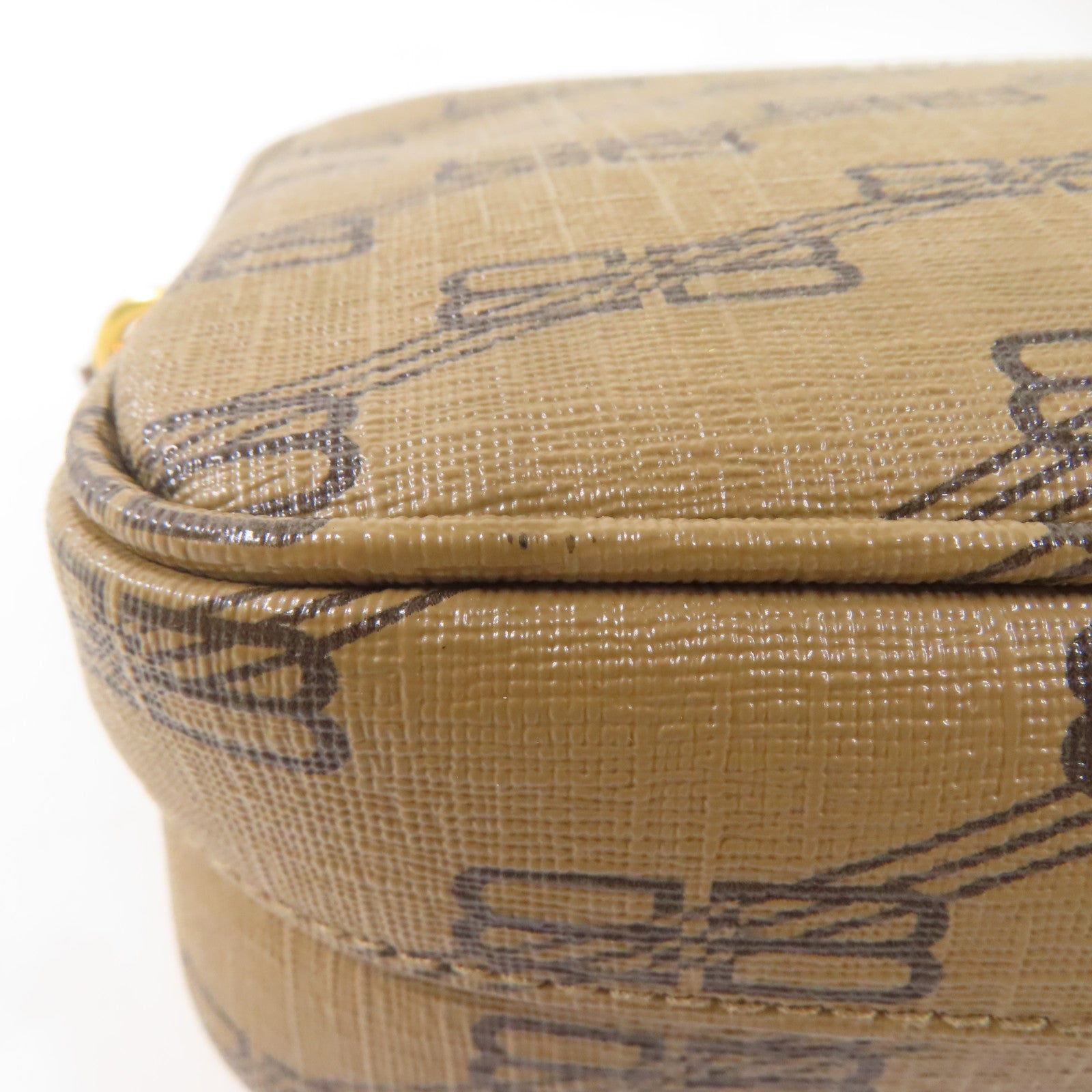 BALENCIAGA GHW Signature Camera Shoulder Bag 702701 Coated Canvas Brown