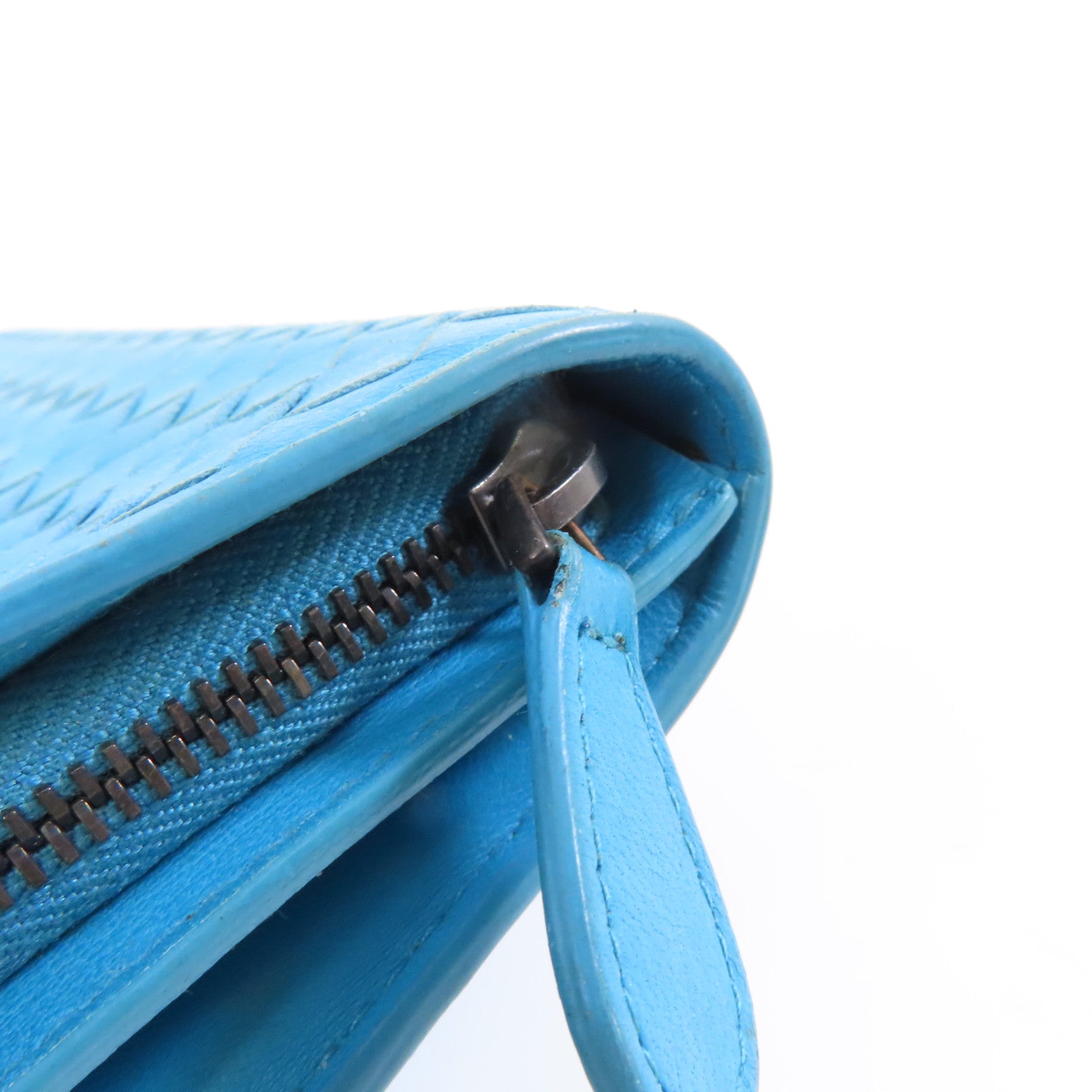 BOTTEGA VENETA 【激減優惠】皮革Long Wallet長錢包綠松石色