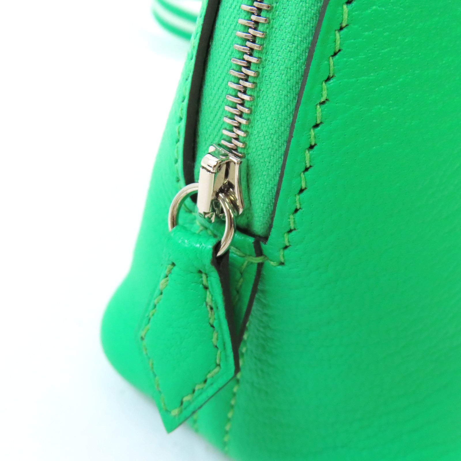 HERMES 【激減優惠】Chevre皮革Mini Bolide 1923 Shoulder Bag銀扣肩背袋0Z Vert Comic/ 漫畫綠色