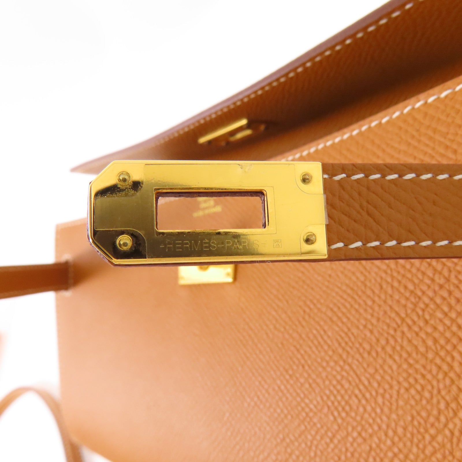 HERMES Epsom皮革Kelly To Go銀扣肩背袋37 Gold