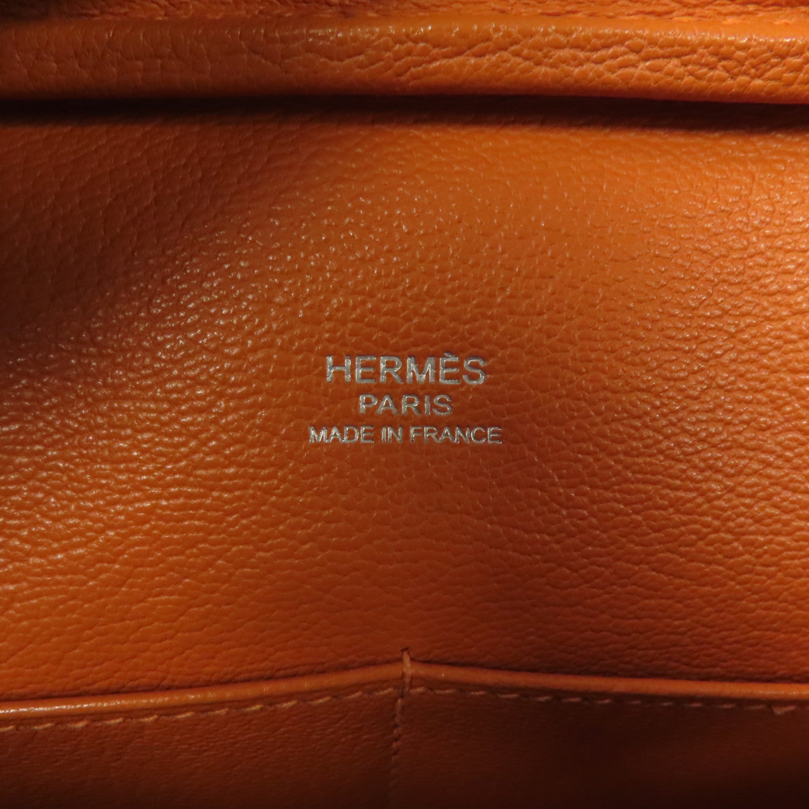 HERMES 【激減優惠】Chevre皮革Plume 28銀扣肩背袋橙色