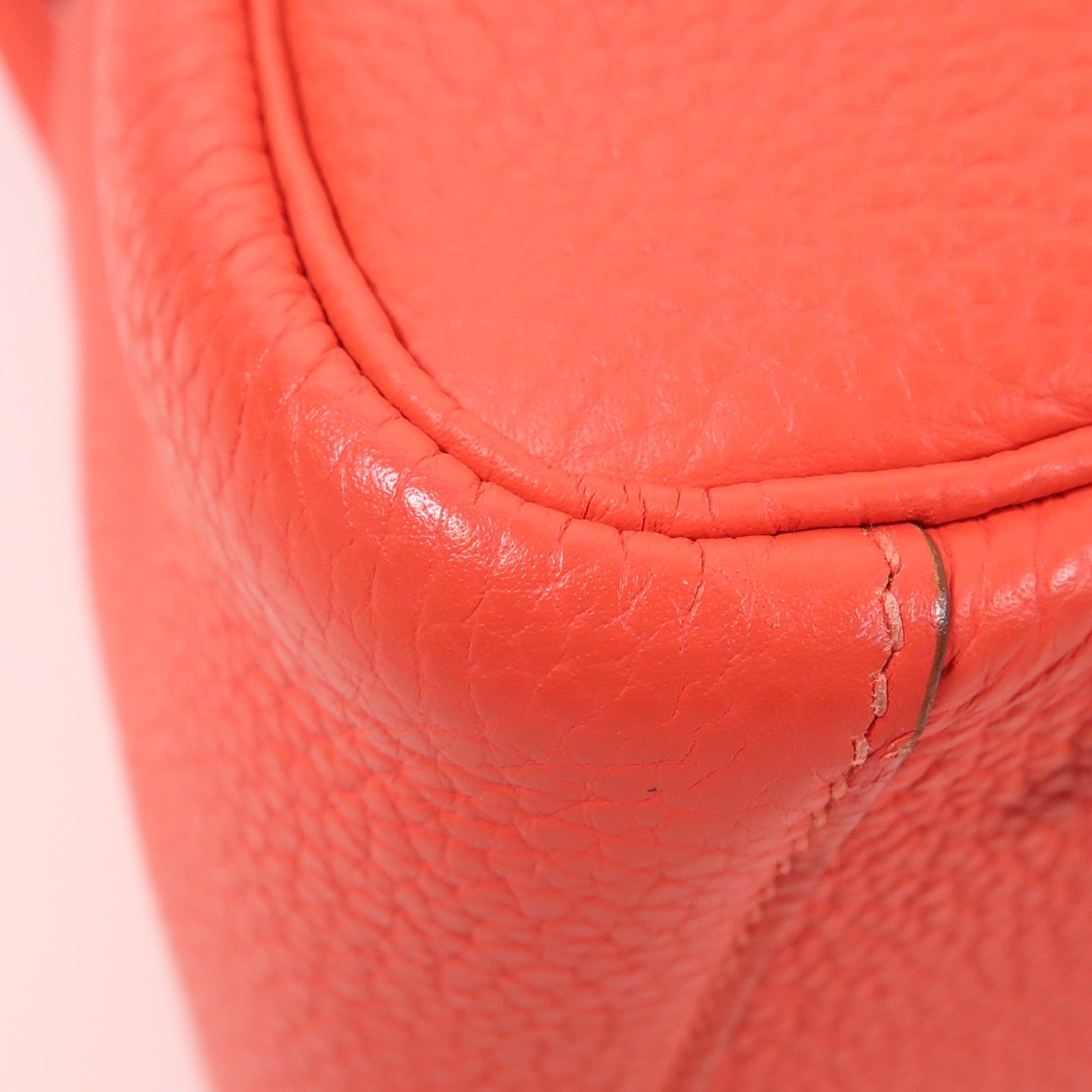 HERMES PHW Lindy 30 2 Way Shoulder Bag Handbag Clemence Leather Red