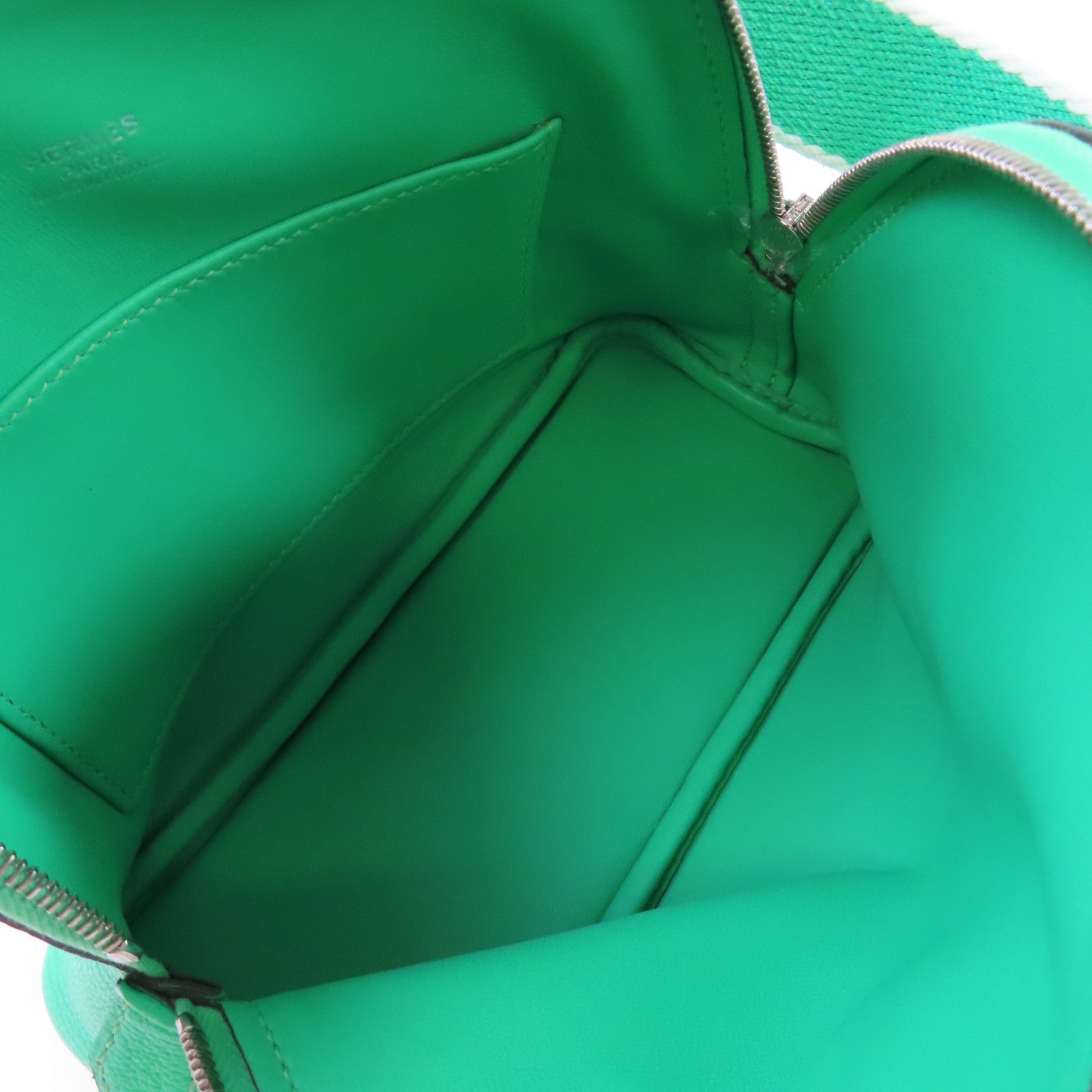 HERMES 【激減優惠】Chevre皮革Mini Bolide 1923 Shoulder Bag銀扣肩背袋0Z Vert Comic/ 漫畫綠色