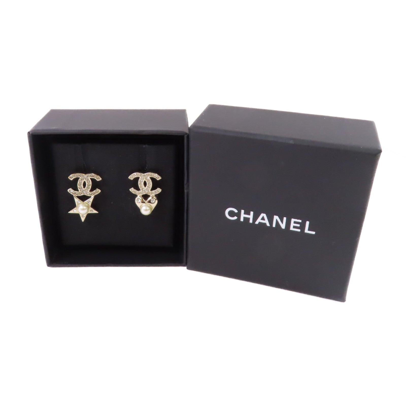 CHANEL 金屬/水鑽/仿珍珠CC Earrings金扣耳環