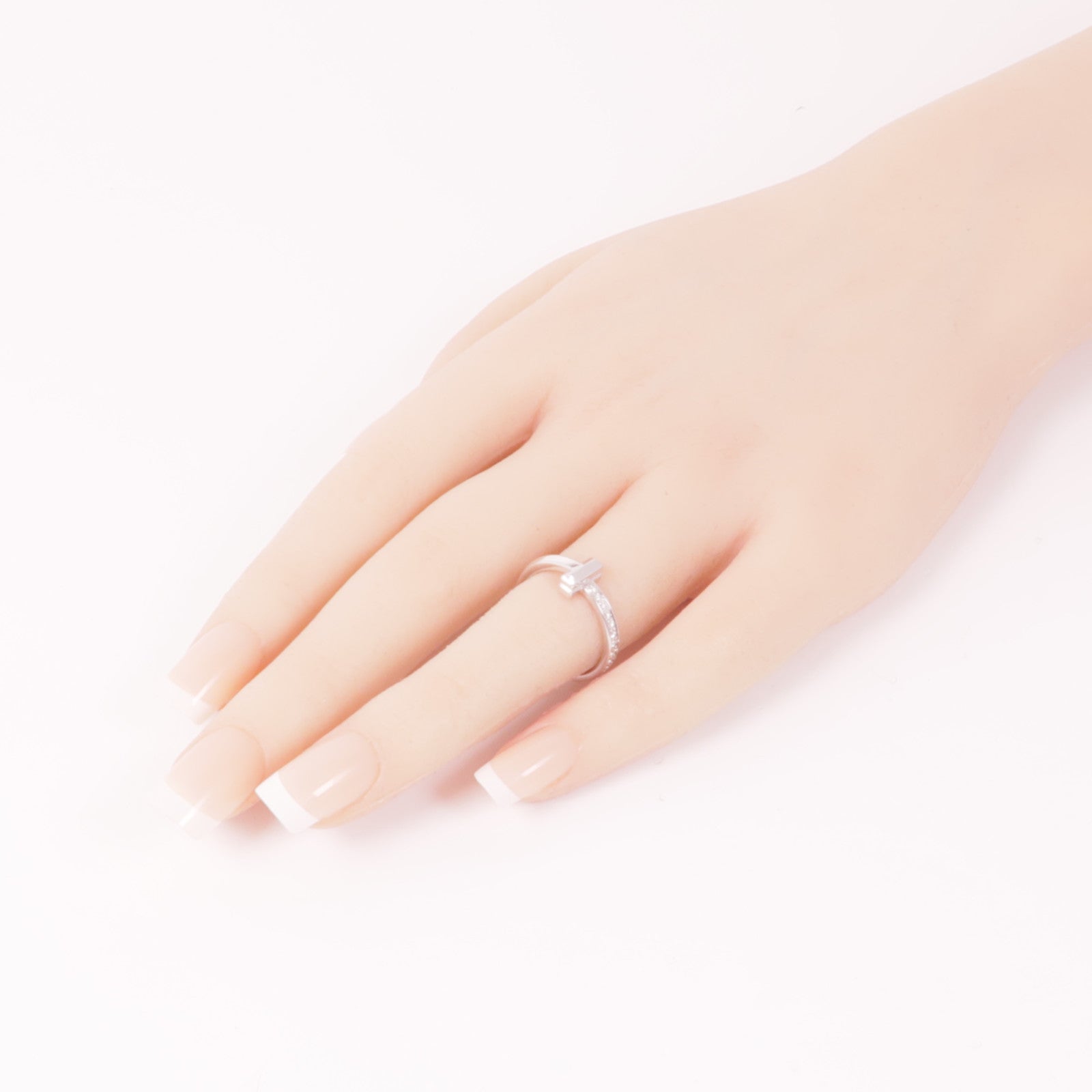 TIFFANY＆CO 18K白金T1 Ring鑽石戒指US#5
