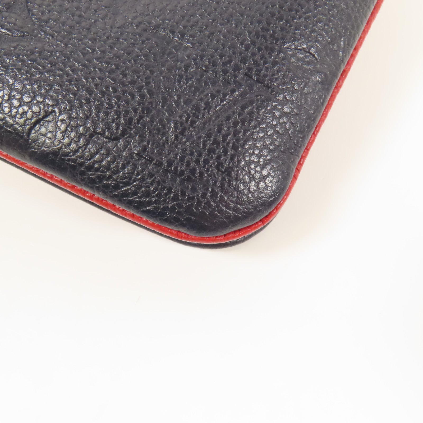 LOUIS VUITTON Monogram Empreinte Pochette Double Zip金扣鏈帶肩背袋深藍色/紅色