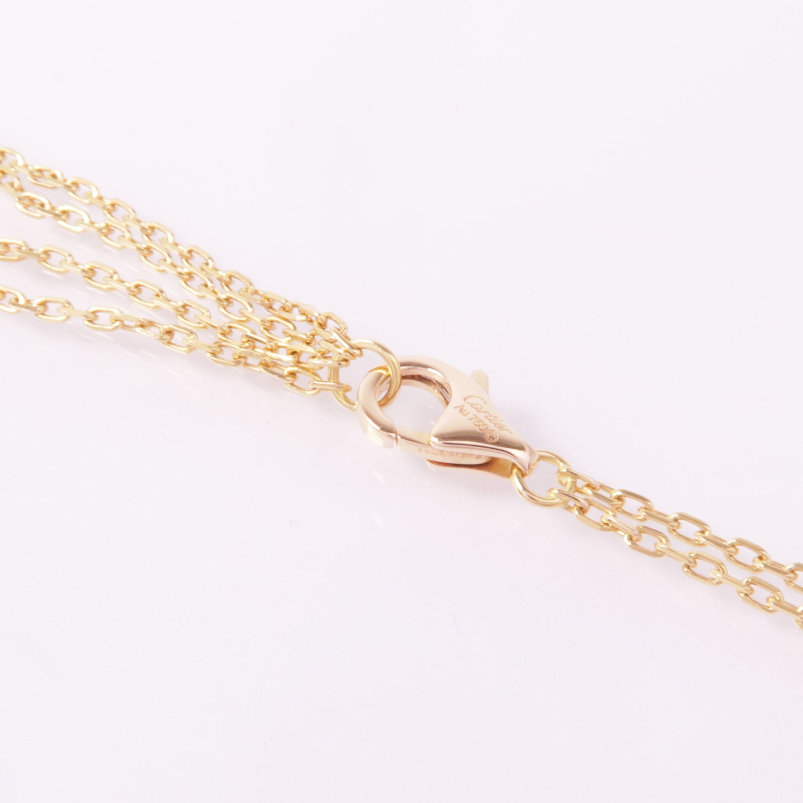 CARTIER 18K玫瑰金Love Three Hoop Necklace陶瓷/鑽石項鍊