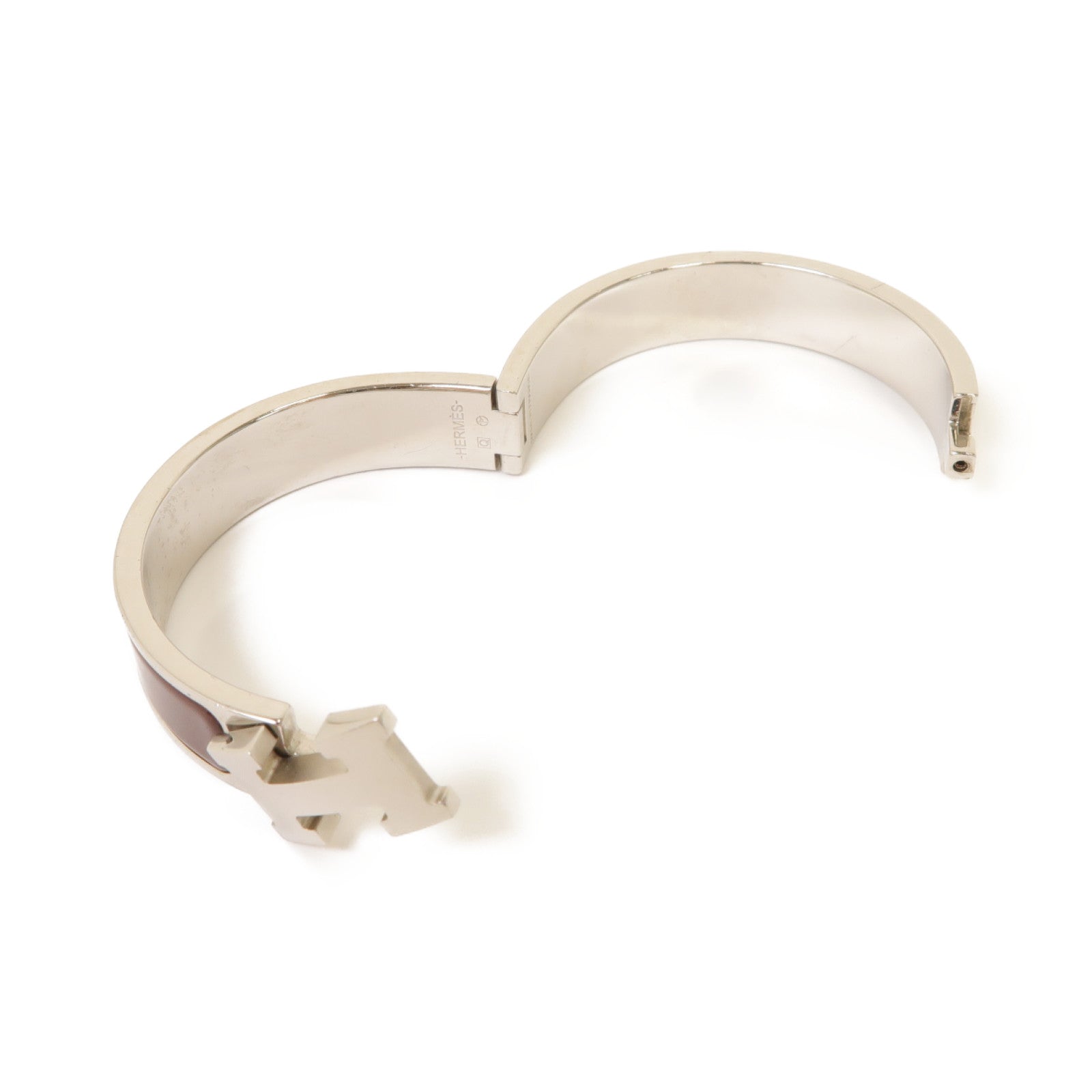 HERMES 【激減優惠】琺瑯/金屬Clic H Bracelet手鐲酒紅色