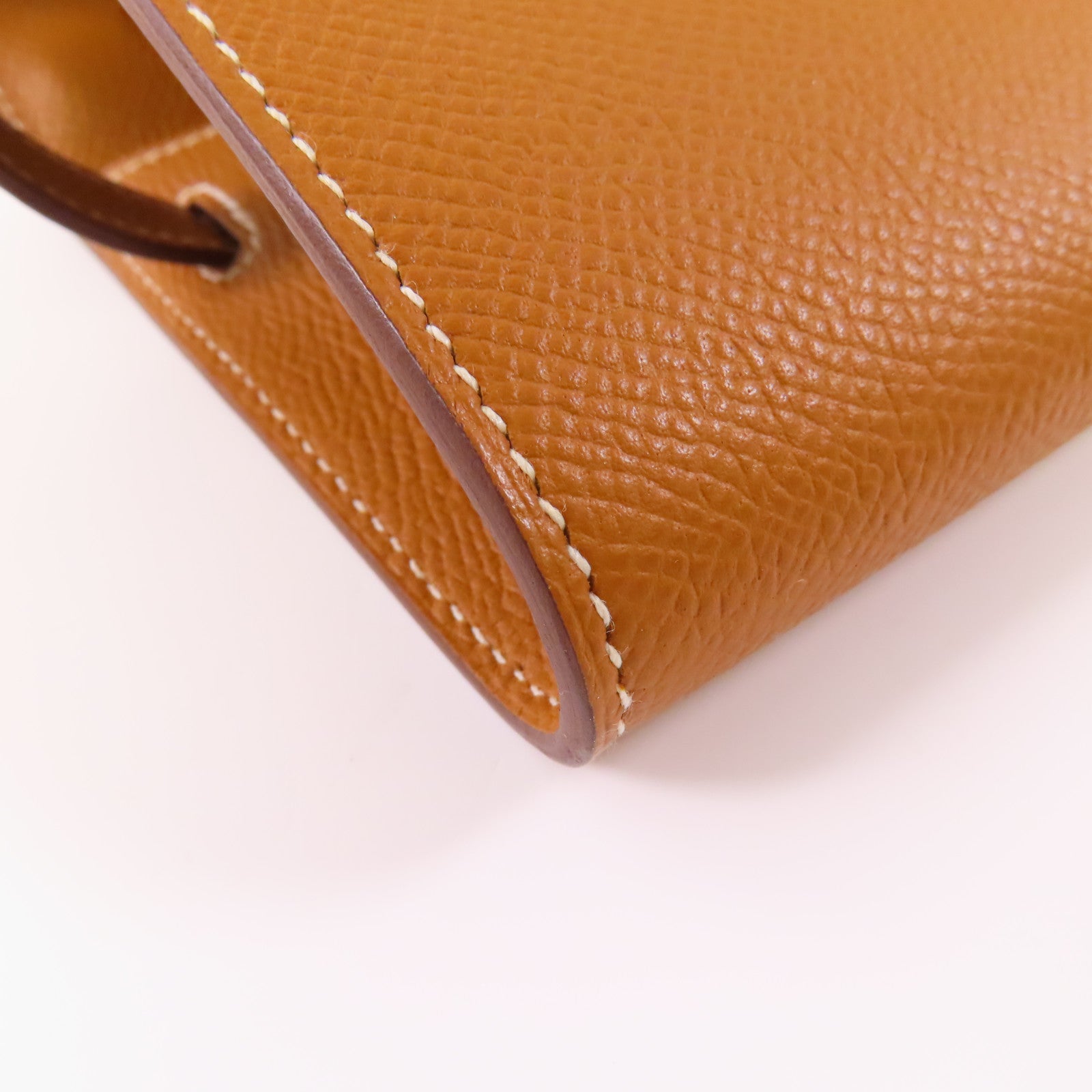 HERMES Epsom皮革Kelly To Go銀扣肩背袋37 Gold