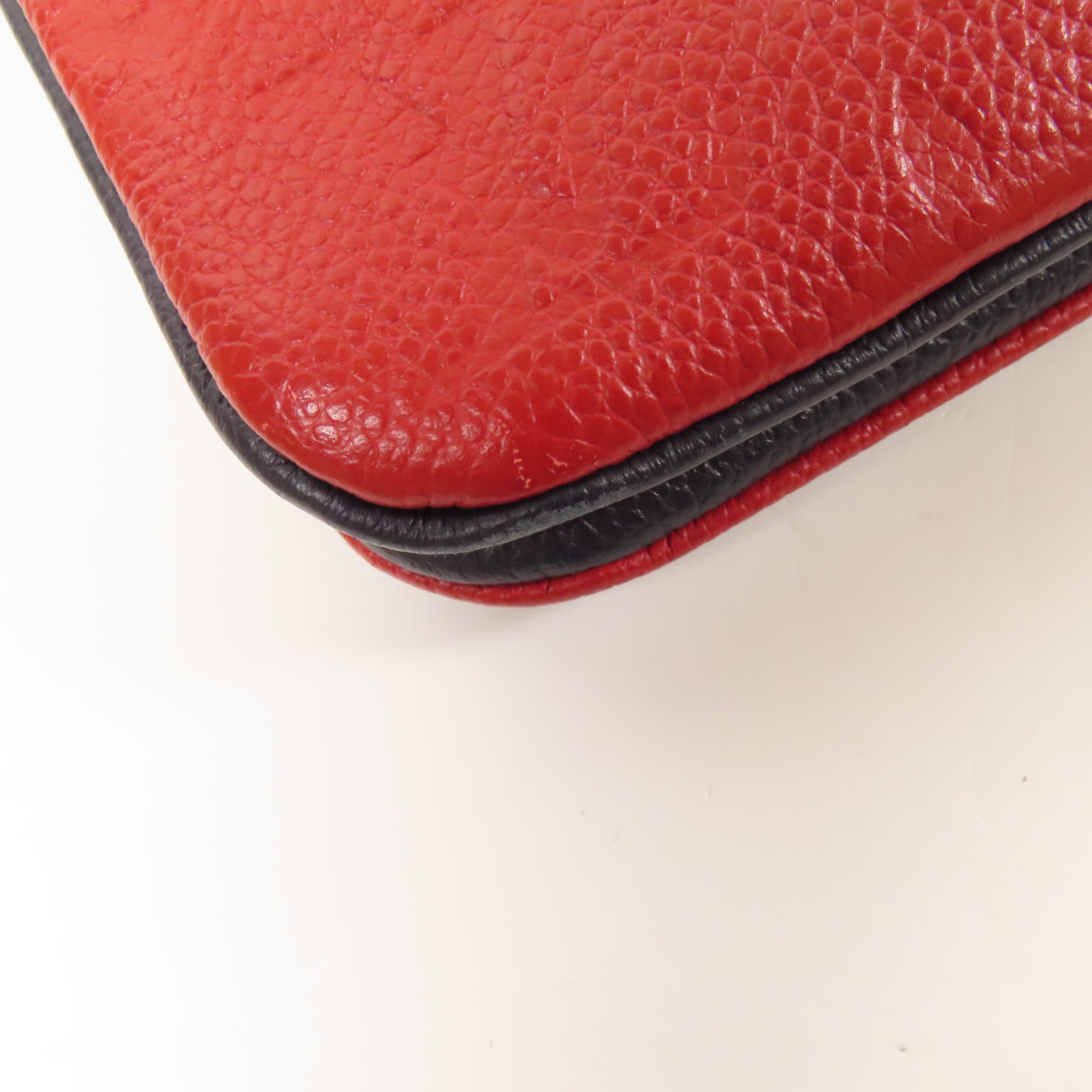 LOUIS VUITTON Monogram Empreinte Pochette Double Zip金扣鏈帶肩背袋深藍色/紅色