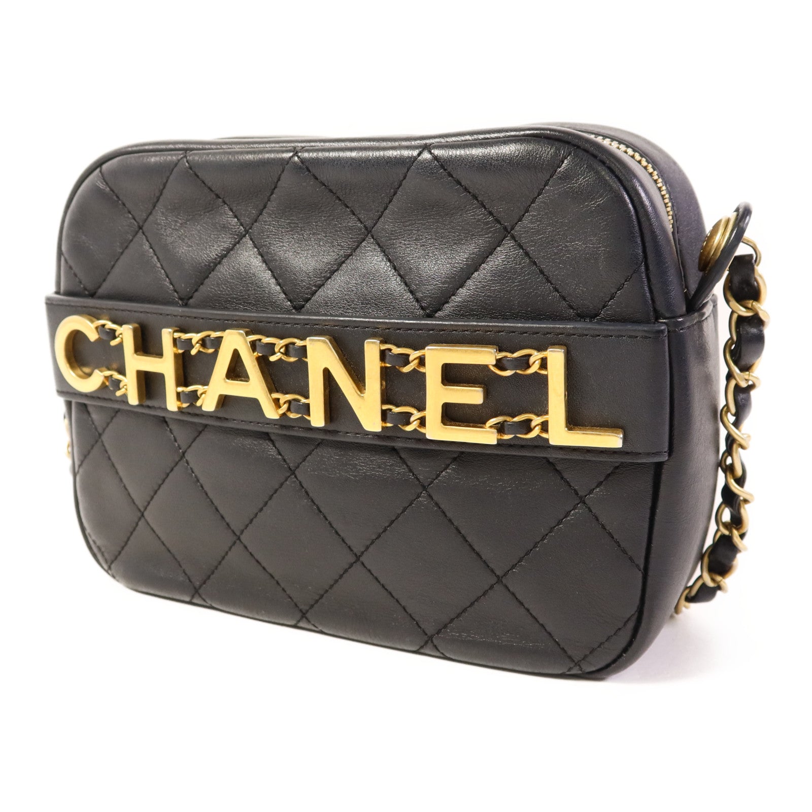 CHANEL 牛皮皮革Enchained Camera Bag金扣肩背袋