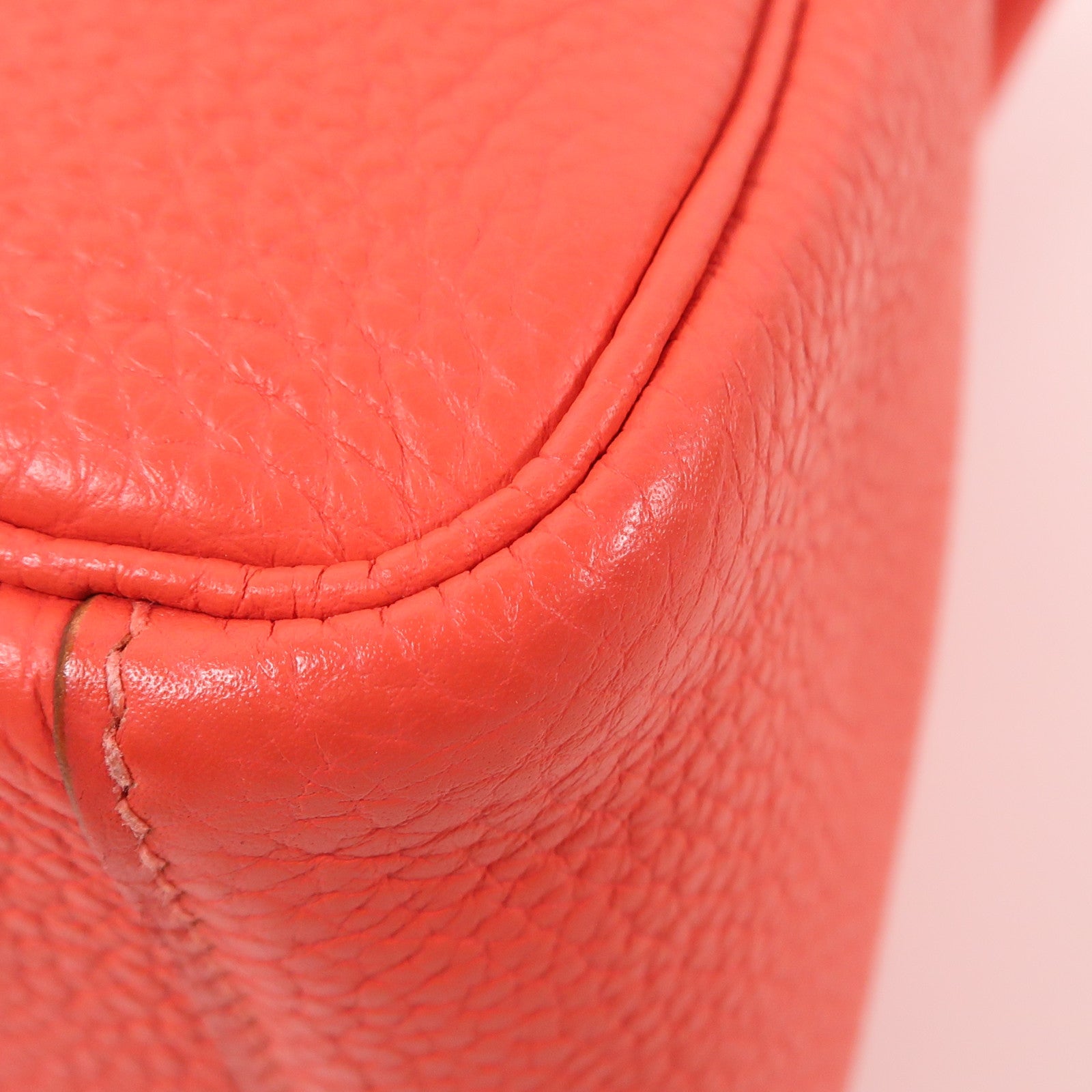 HERMES PHW Lindy 30 2 Way Shoulder Bag Handbag Clemence Leather Red