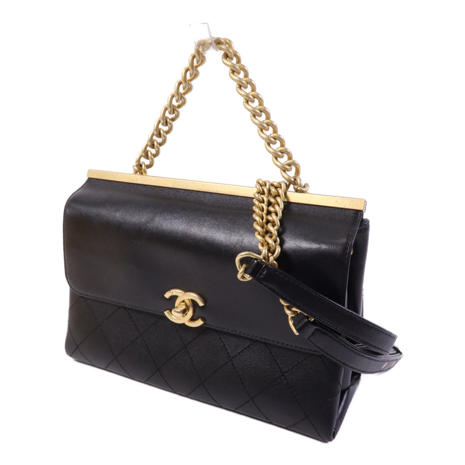 CHANEL 牛皮皮革Coco Luxe Flap Bag Small金扣鏈帶手挽肩背兩用袋