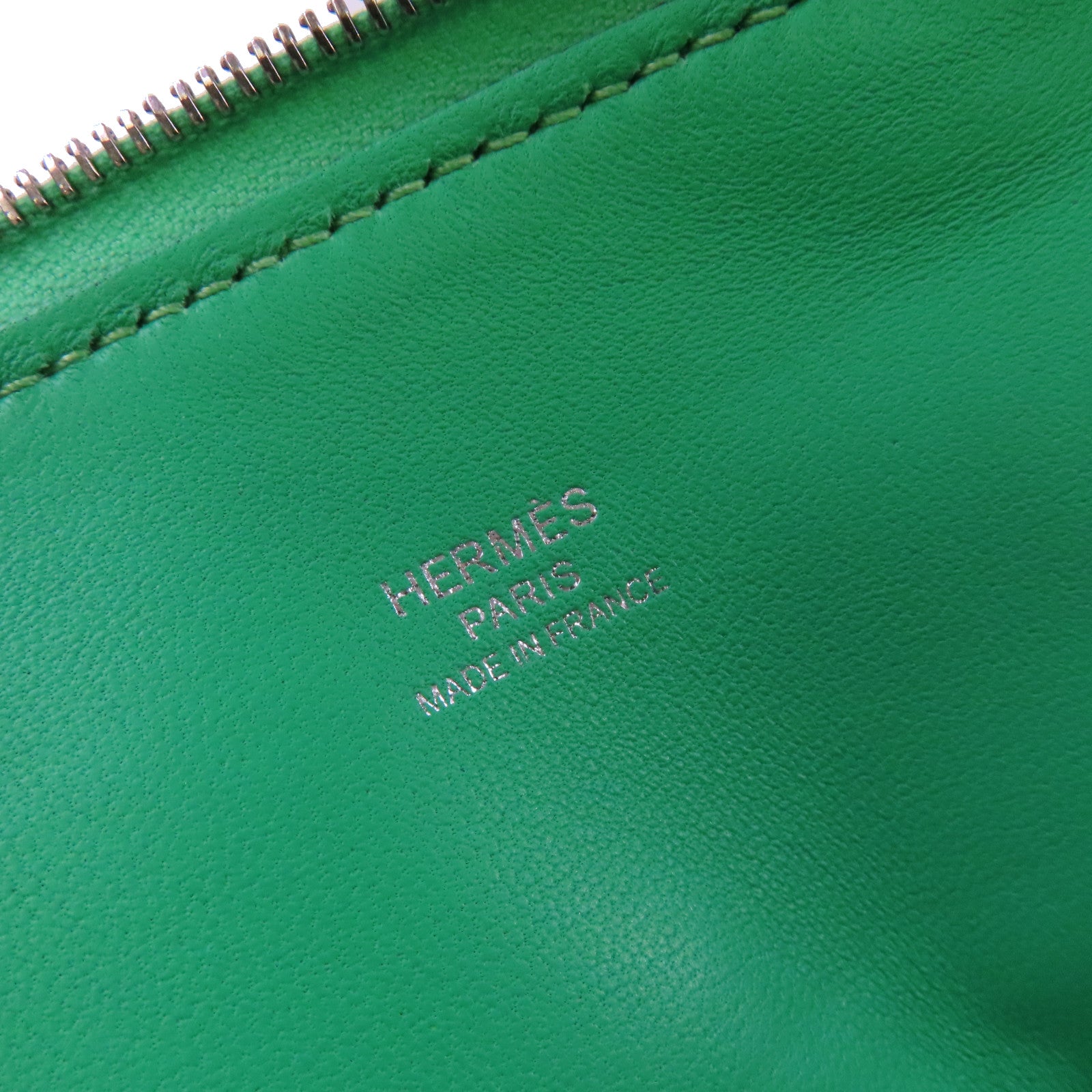 HERMES 【激減優惠】Chevre皮革Mini Bolide 1923 Shoulder Bag銀扣肩背袋0Z Vert Comic/ 漫畫綠色