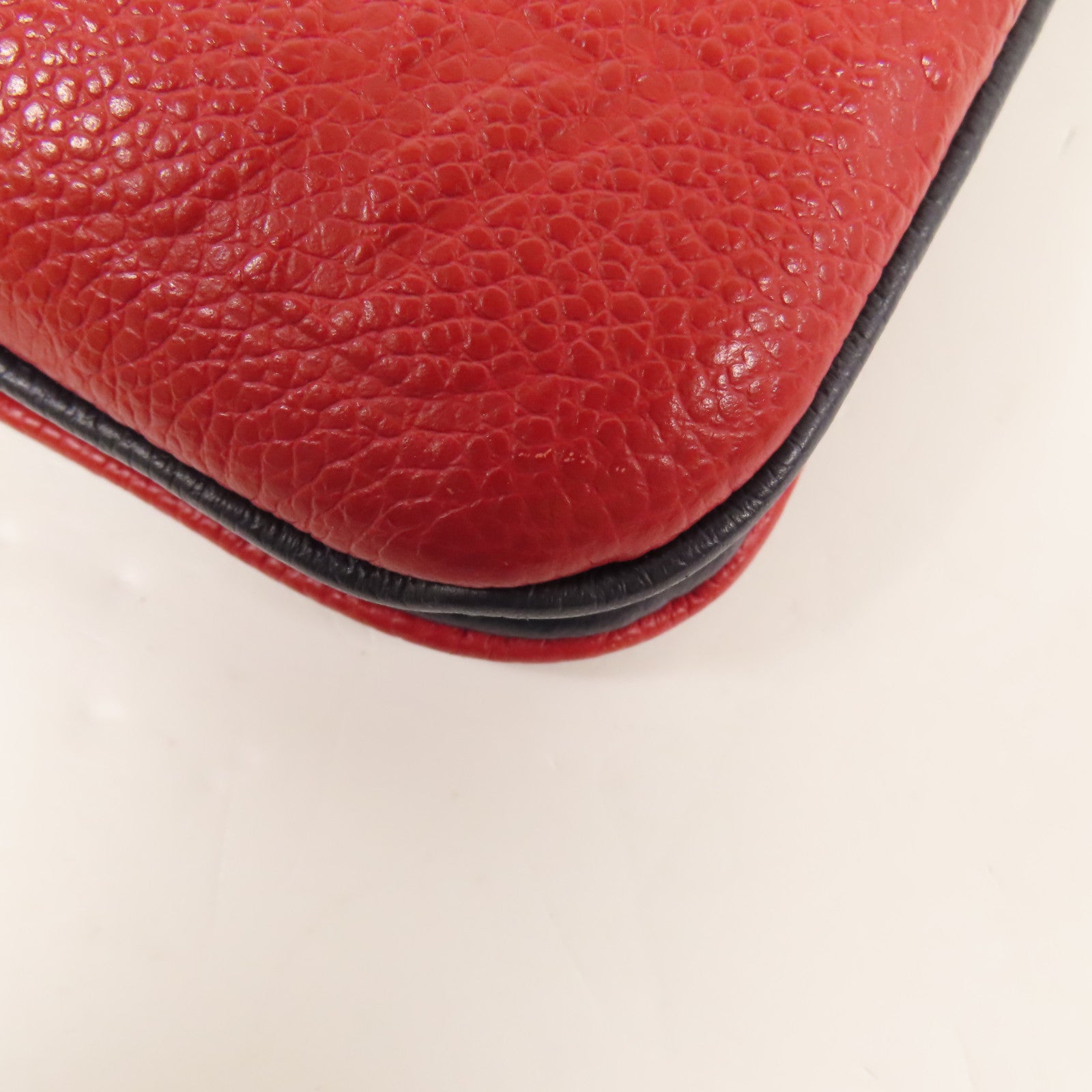 LOUIS VUITTON Monogram Empreinte Pochette Double Zip金扣鏈帶肩背袋深藍色/紅色