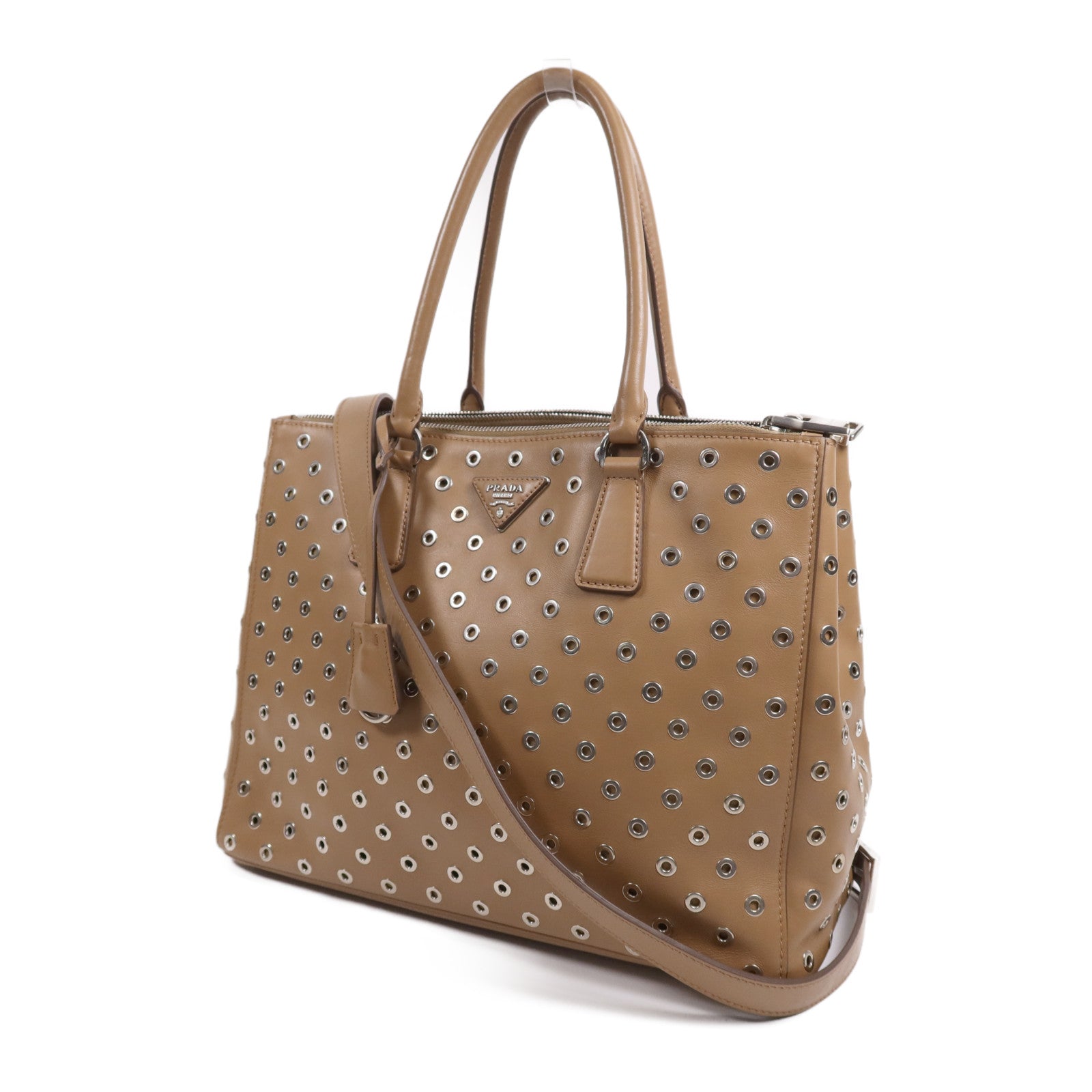PRADA 【激減優惠】牛皮皮革2 Way Shoulder Bag銀扣手挽肩背兩用袋