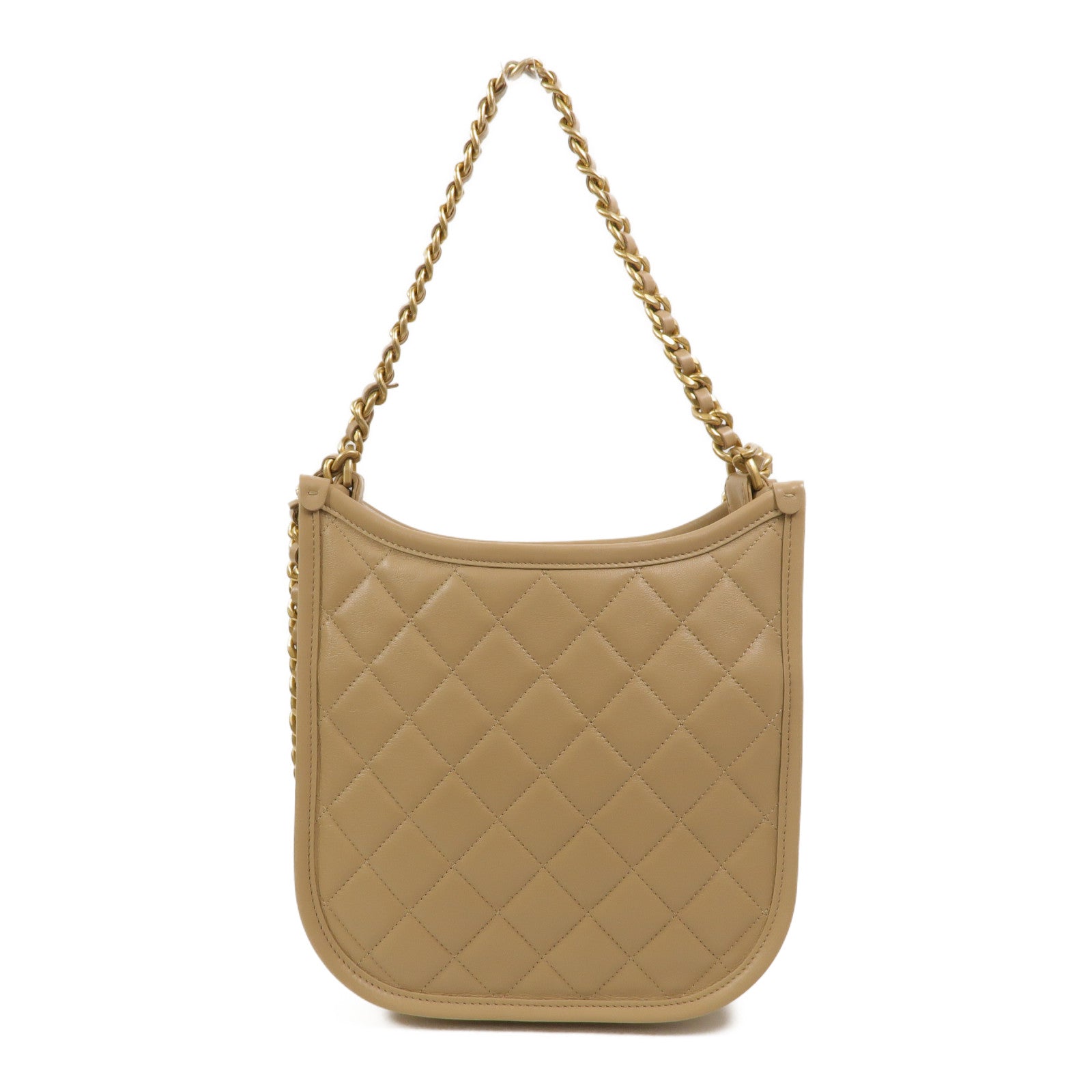 CHANEL 牛皮皮革Hobo Bag鏈帶手挽肩背兩用袋