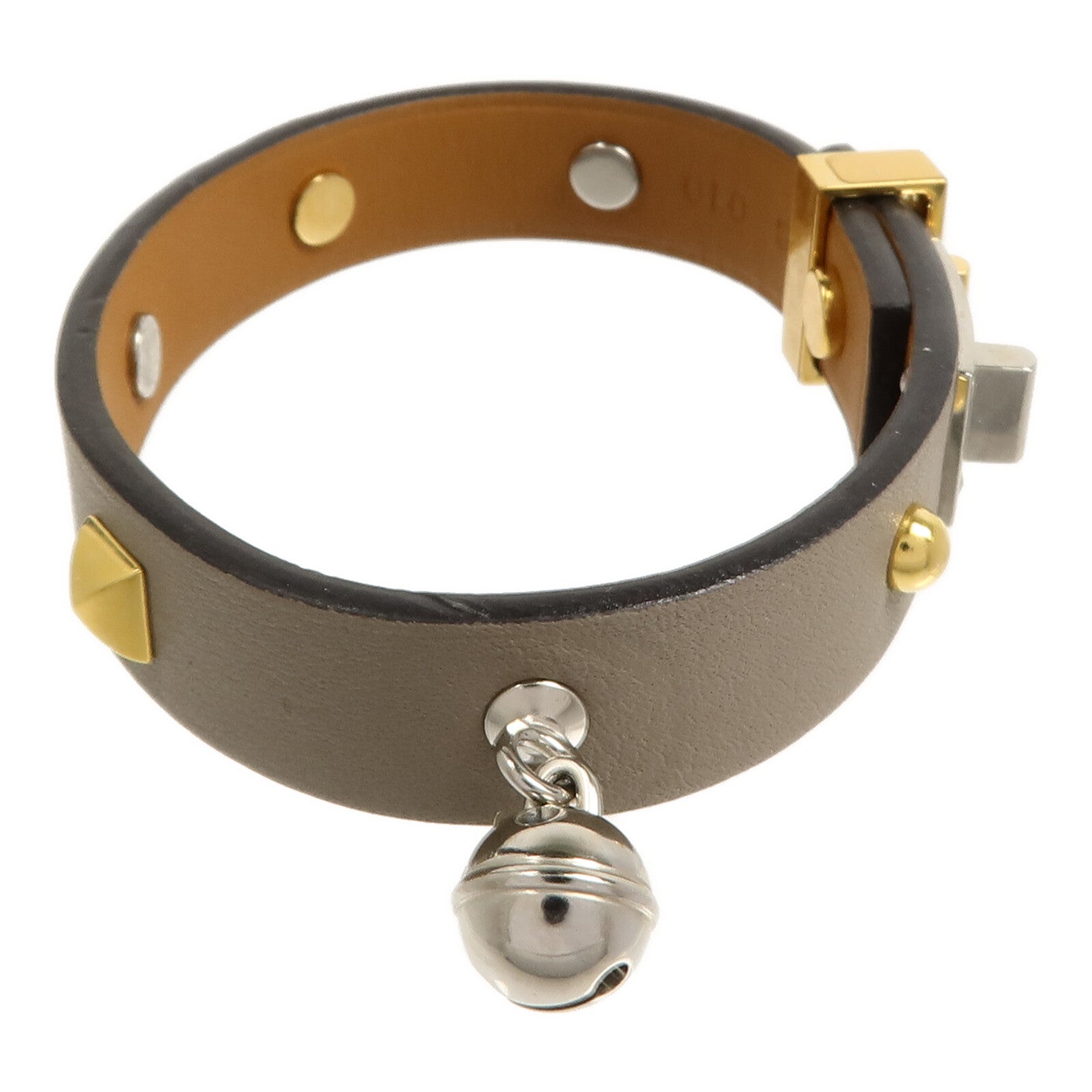 HERMES 金屬/Swift皮革Mini Dog Mix Bracelet手鐲Grey